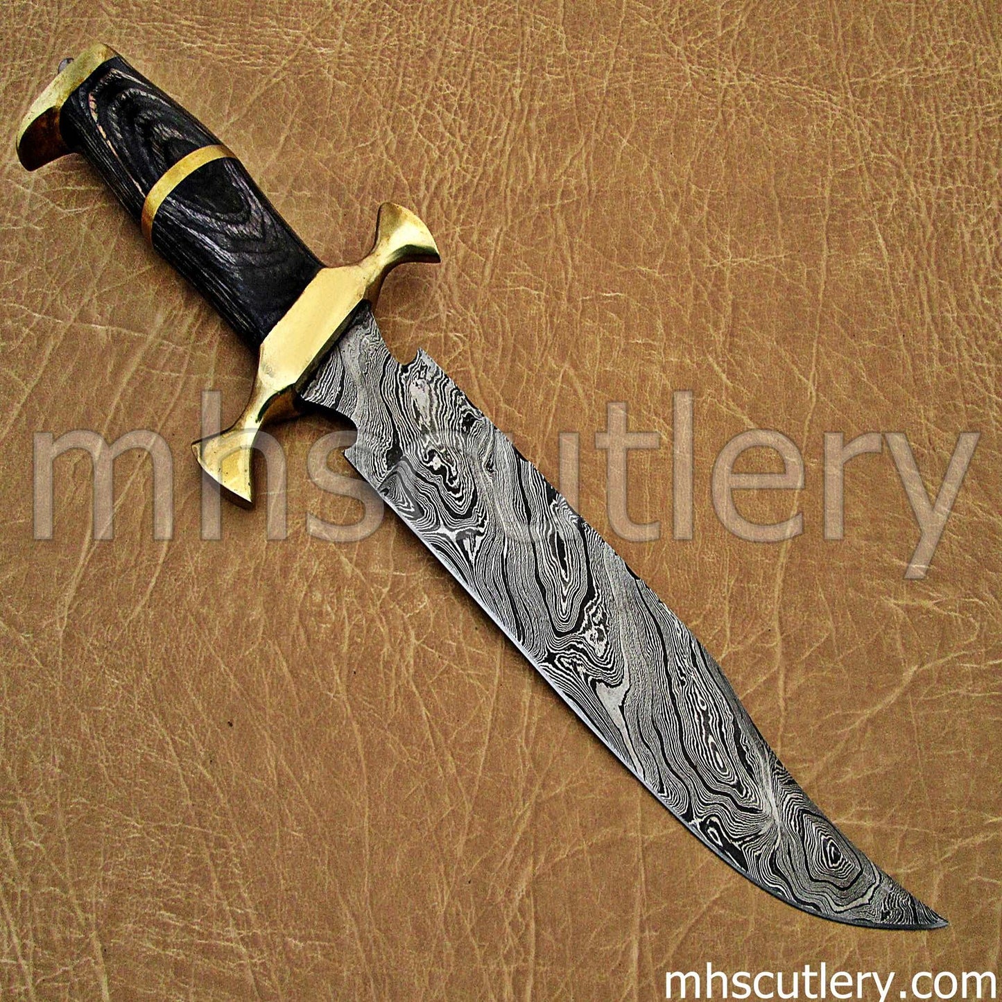 Custom Hand Forged Damascus Steel Spartan Bowie | mhscutlery