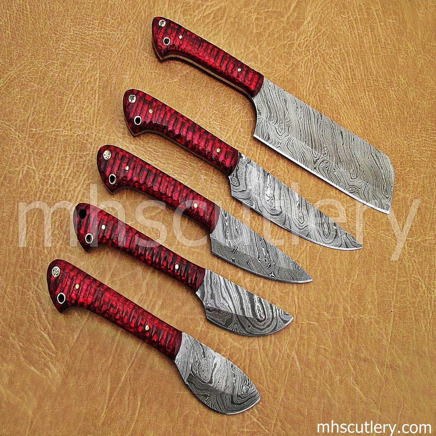 Handmade Damascus Steel Kitchen Set / 5 Pcs | mhscutlery