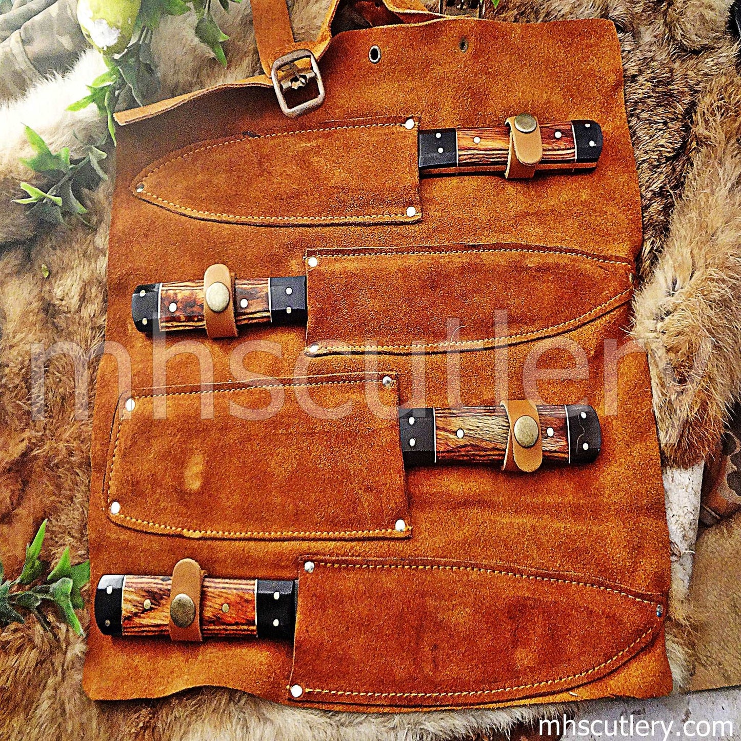 Custom Hand Forged Damascus Steel Kitchen Knife Set / 4 Pcs | mhscutlery