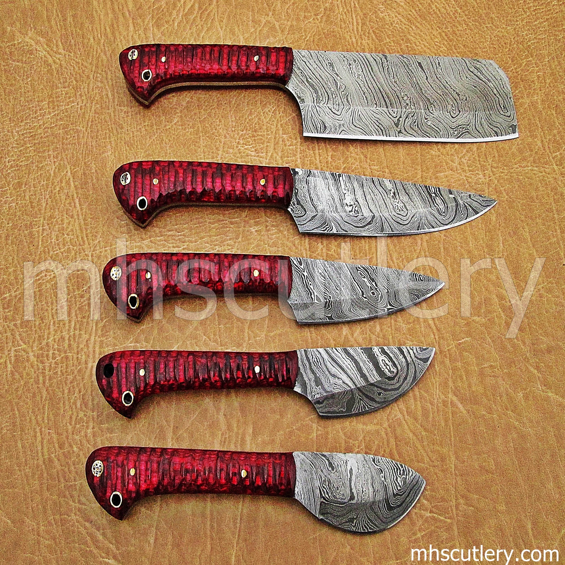 Handmade Damascus Steel Kitchen Set / 5 Pcs | mhscutlery