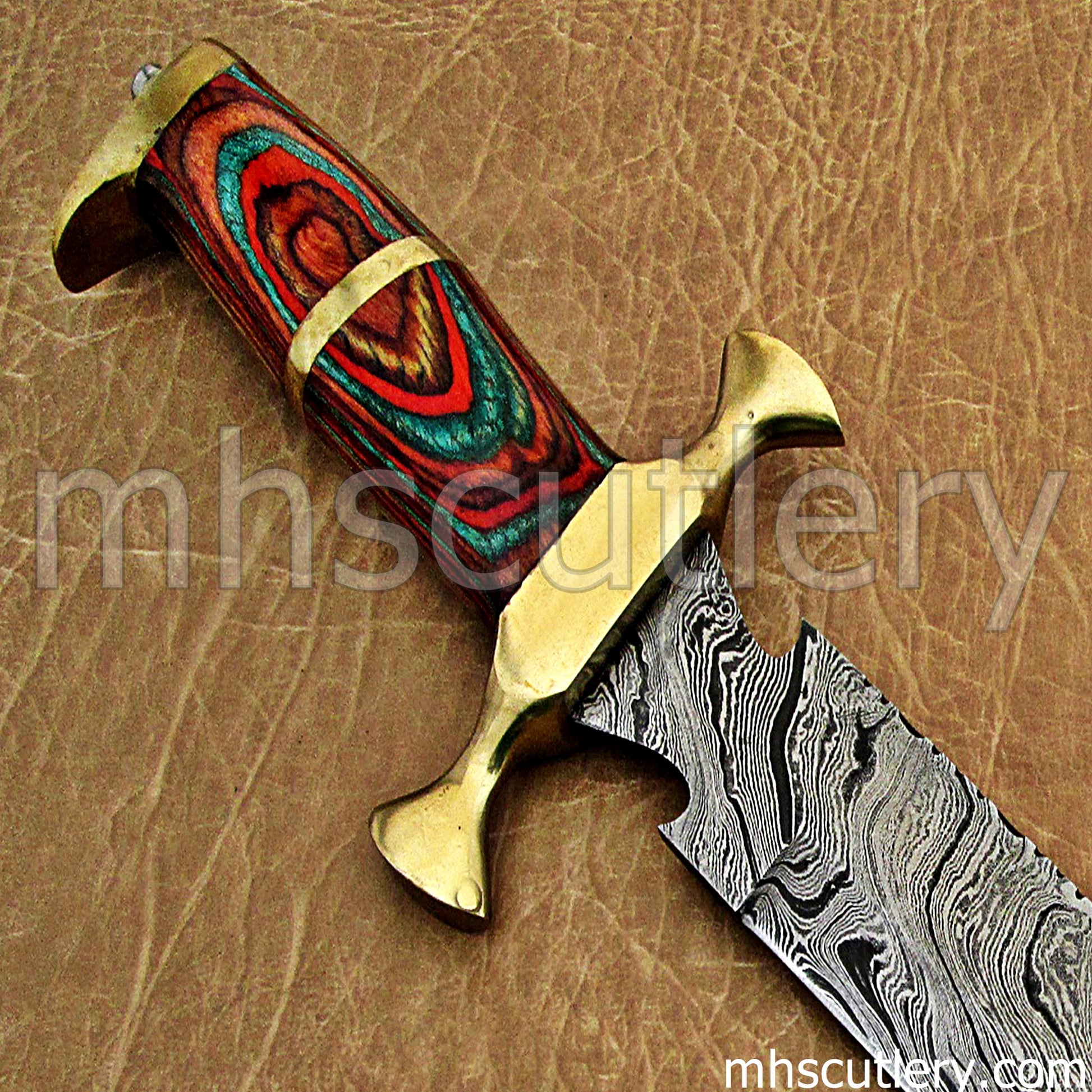 Custom Hand Forged Damascus Steel Vampire Hunter Knife | mhscutlery