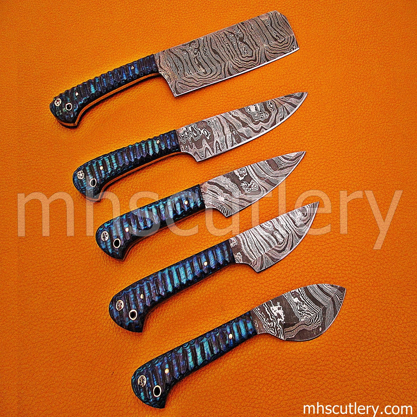 Damascus Steel Kitchen Chef Set / 5 Pcs | mhscutlery