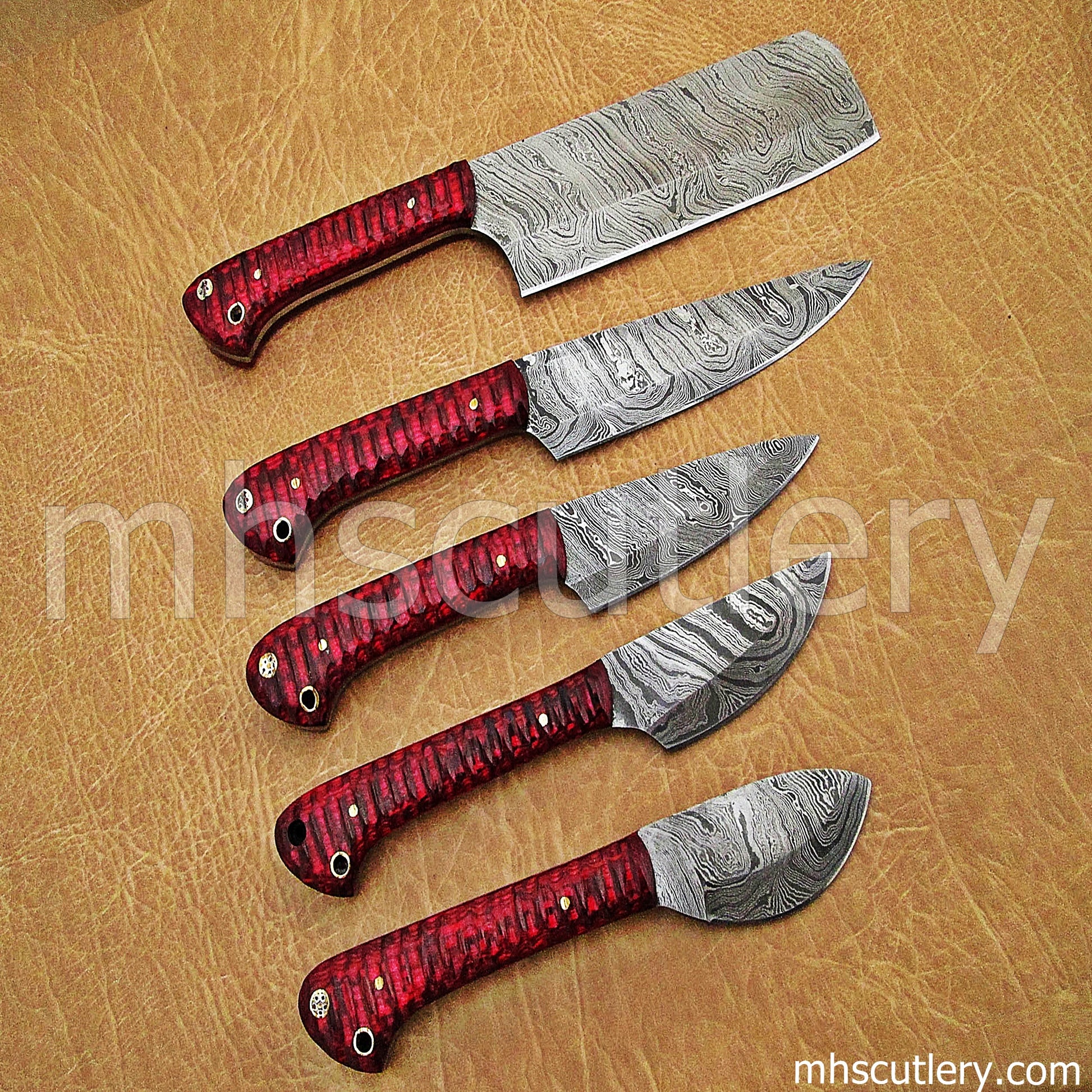 Handmade Damascus Steel Kitchen Set / 5 Pcs | mhscutlery
