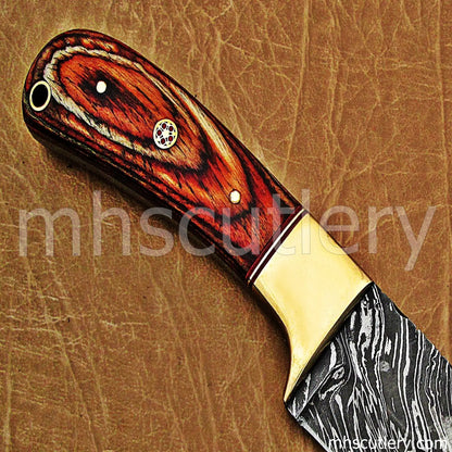Damascus Steel Fancy Hunter / Pakka Wood Handle | mhscutlery