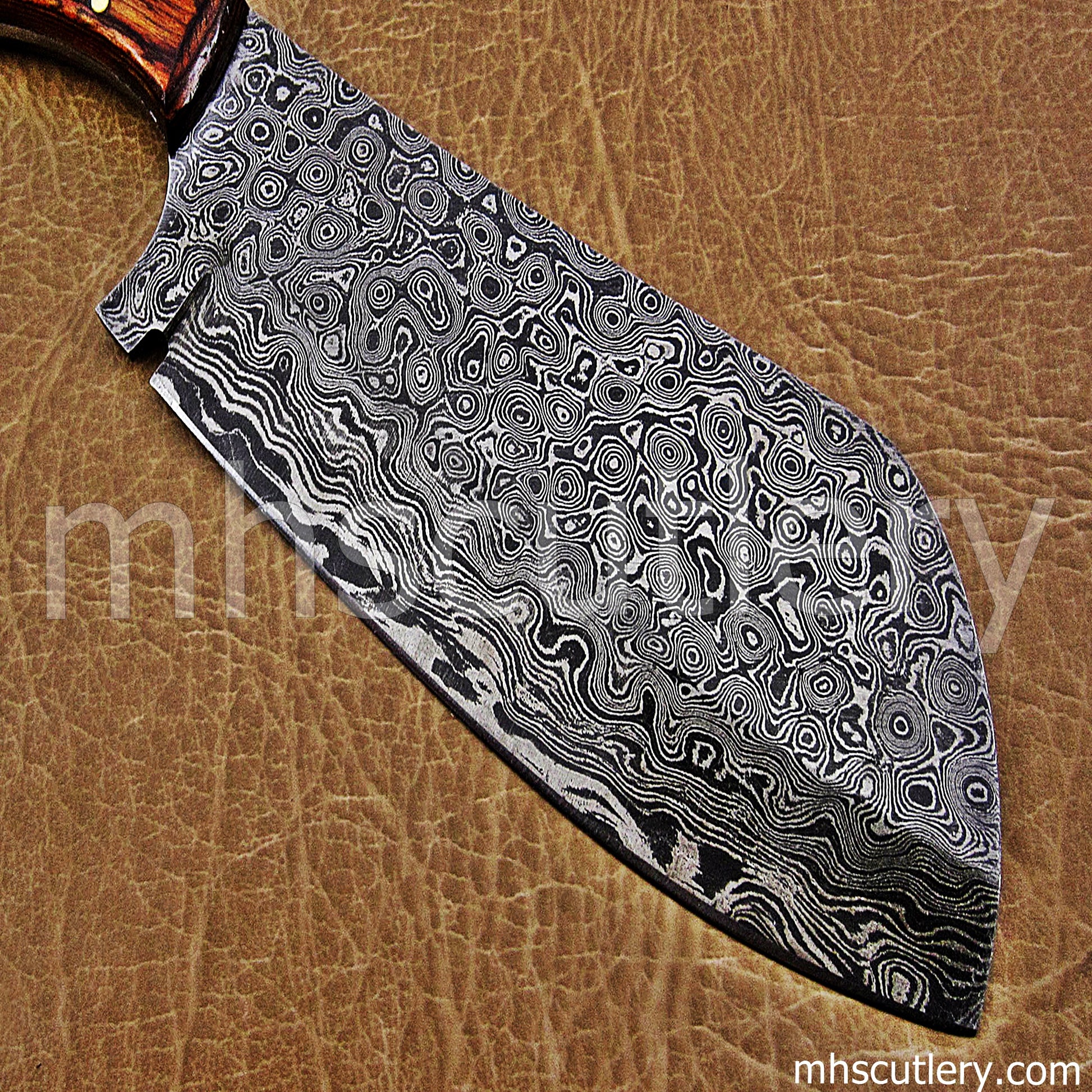 Raindrop Damascus Steel Heavy Kitchen Cleaver | mhscutlery