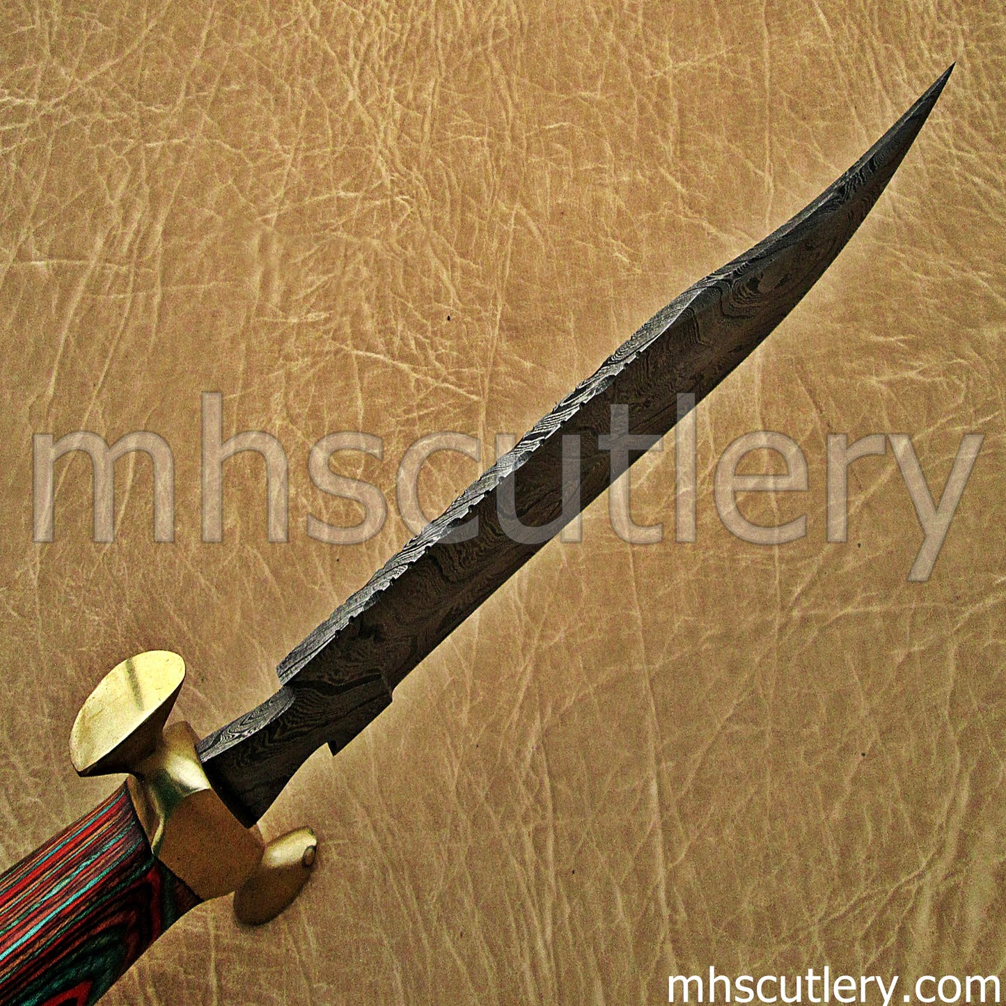 Custom Hand Forged Damascus Steel Vampire Hunter Knife | mhscutlery