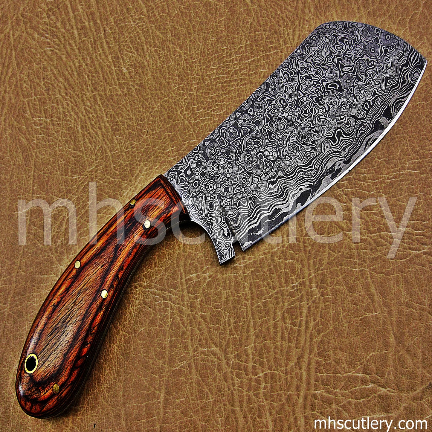 Raindrop Damascus Steel Heavy Kitchen Cleaver | mhscutlery