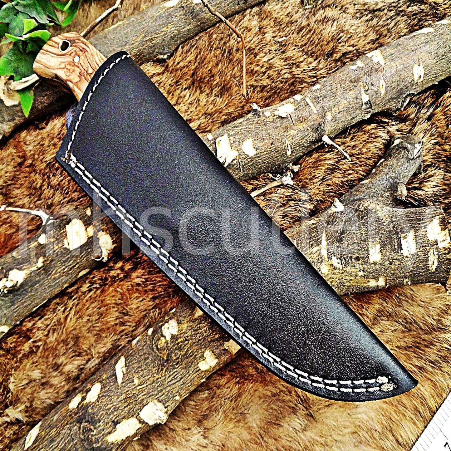 Custom Hand Forged Damascus Steel Hunter Skinner Knife | mhscutlery