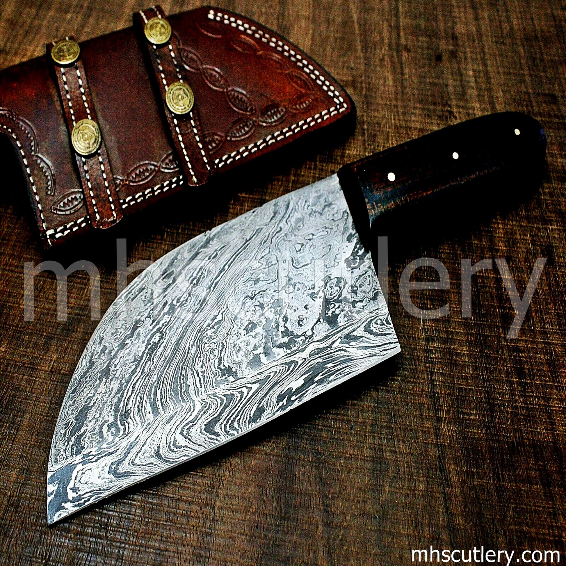 Handmade Damascus Steel Japanese Cleaver | mhscutlery