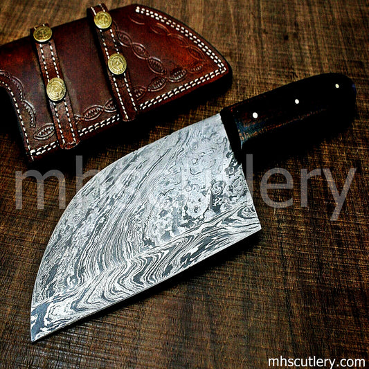 Handmade Damascus Steel Japanese Cleaver | mhscutlery