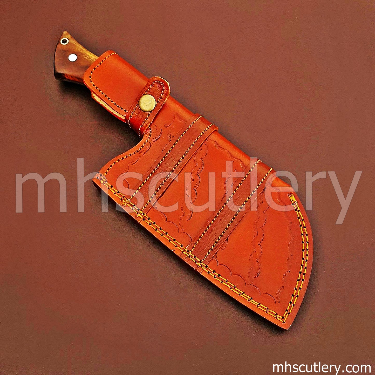 Raindrop Damascus Steel Chef's Kitchen Cleaver | mhscutlery