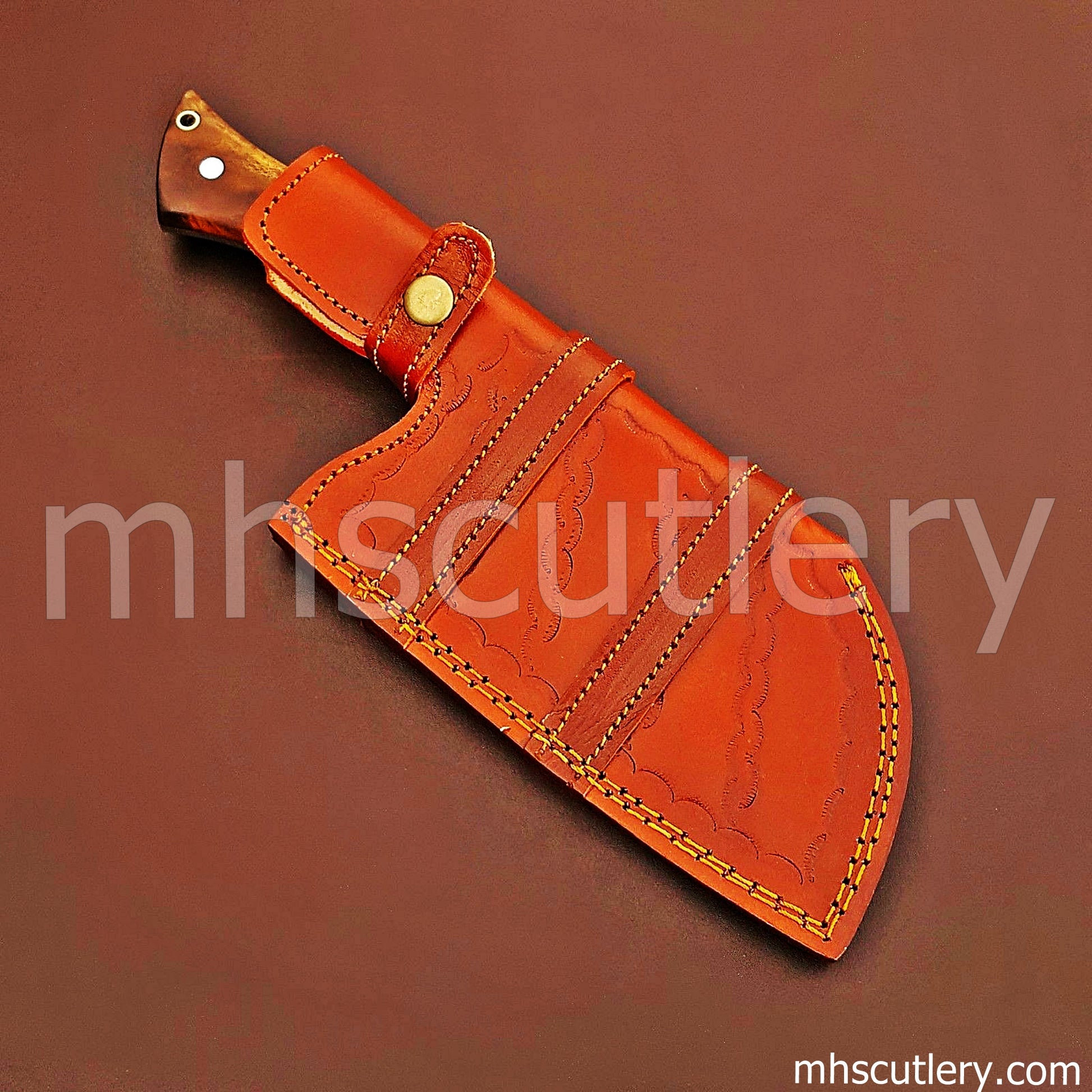 Raindrop Damascus Steel Chef's Kitchen Cleaver | mhscutlery