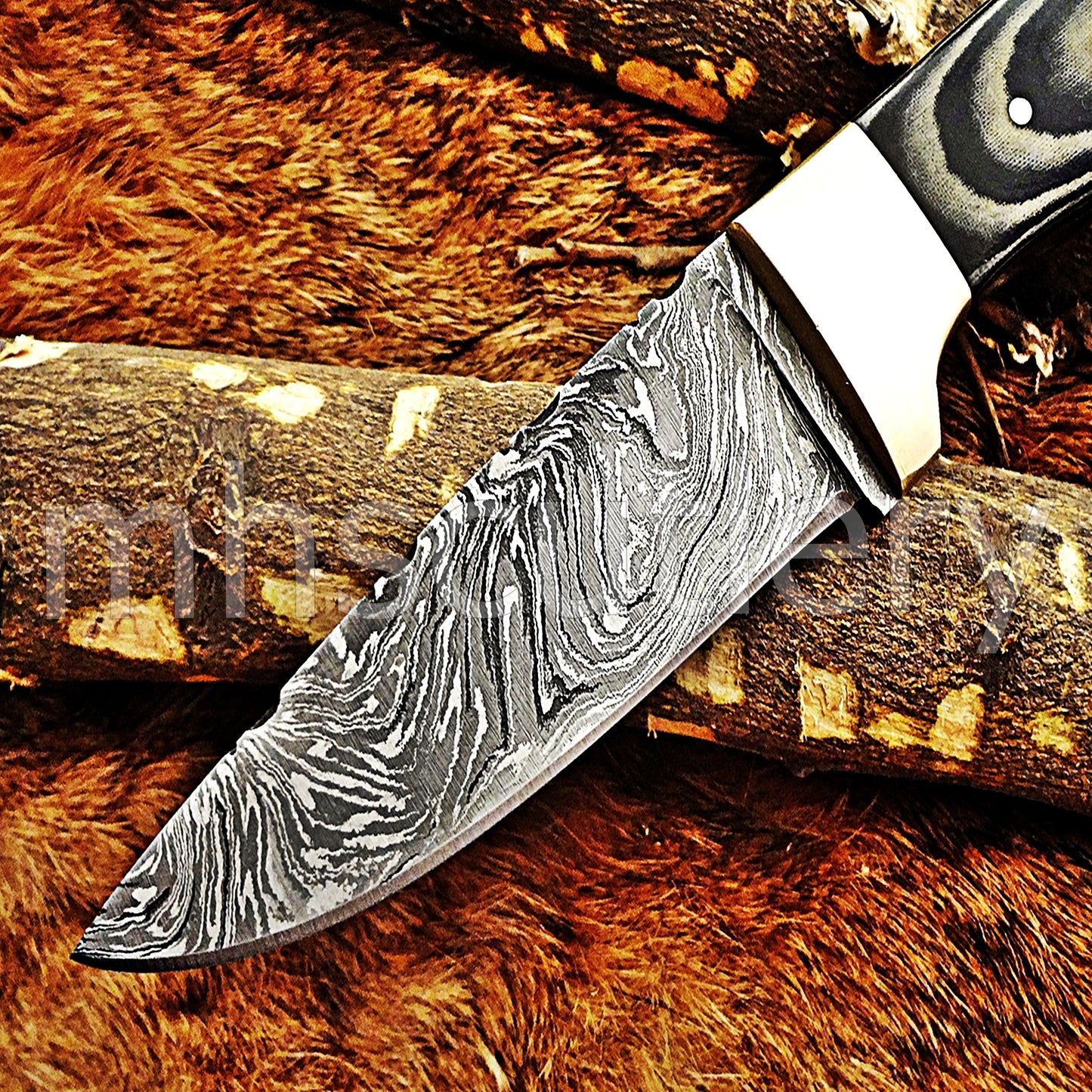 Damascus Steel Hunting Skinner Fixed Blade With Micarta Handle | mhscutlery