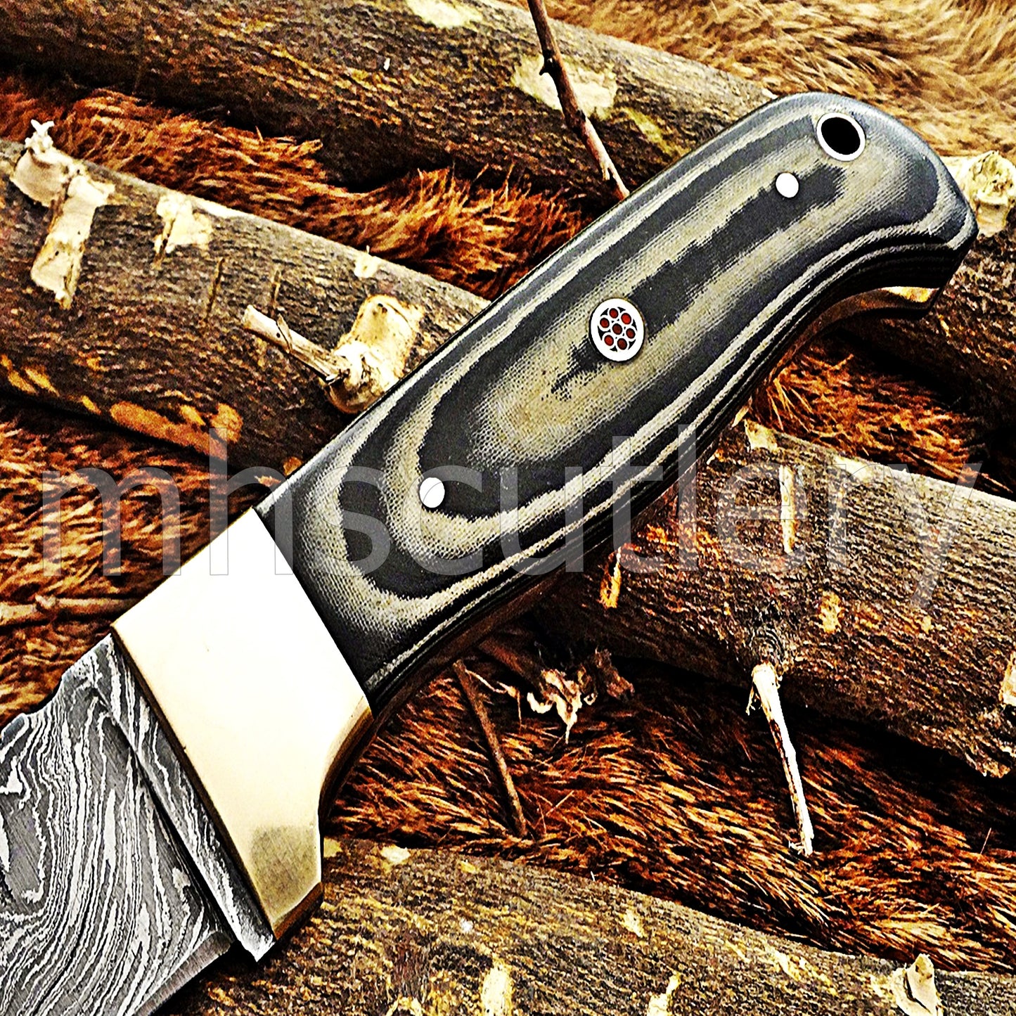 Damascus Steel Hunting Skinner Fixed Blade With Micarta Handle | mhscutlery