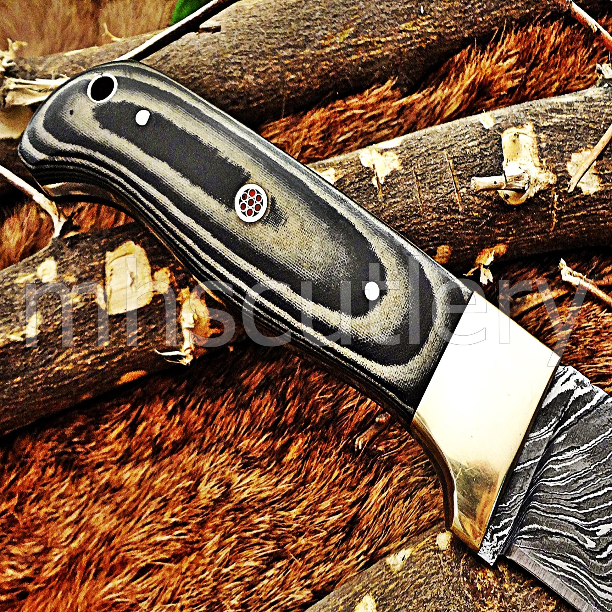 Damascus Steel Hunting Skinner Fixed Blade With Micarta Handle | mhscutlery