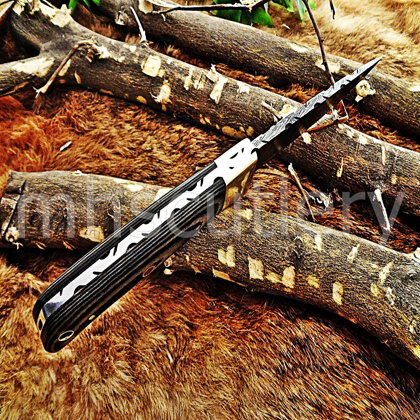 Damascus Steel Hunting Skinner Fixed Blade With Micarta Handle | mhscutlery
