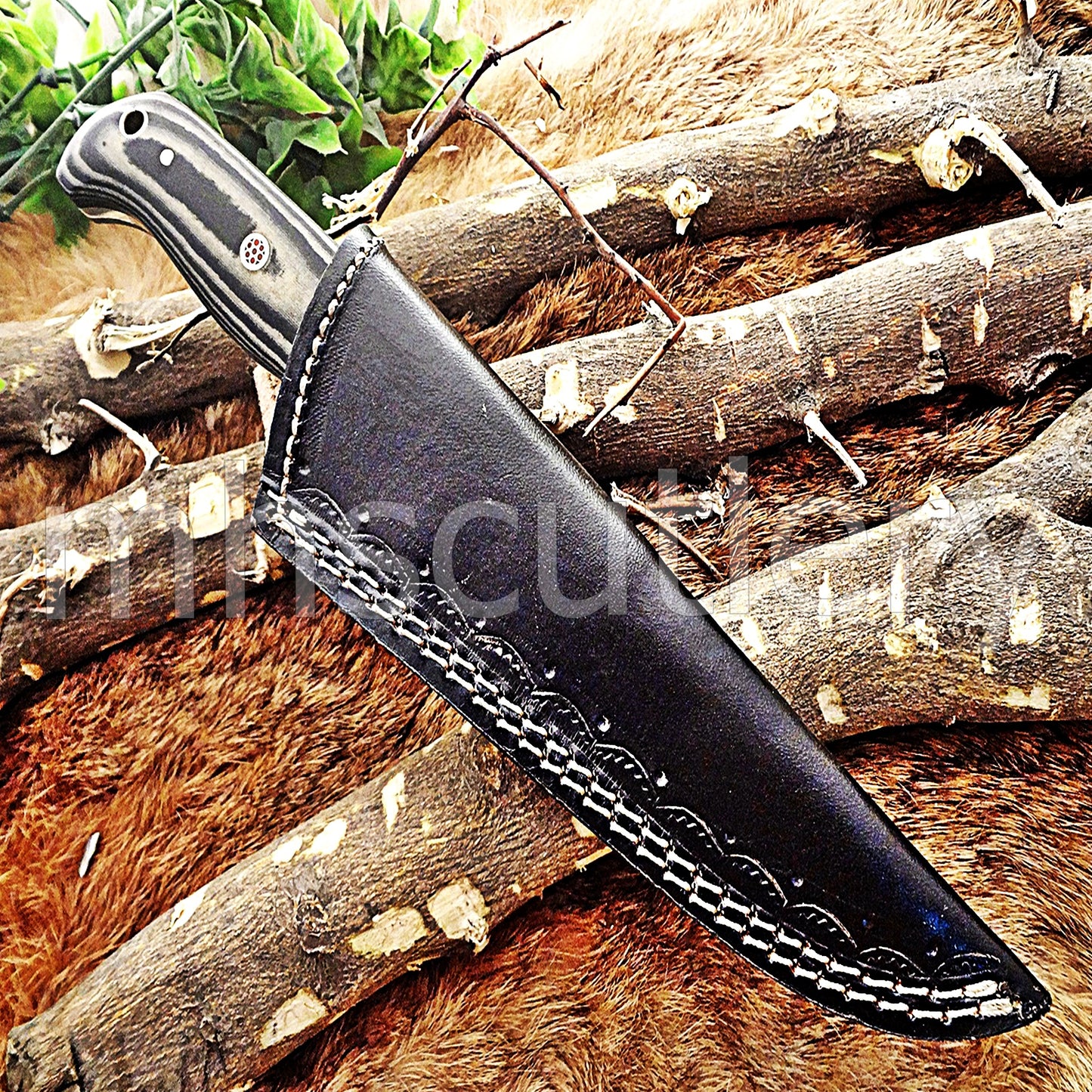 Damascus Steel Hunting Skinner Fixed Blade With Micarta Handle | mhscutlery