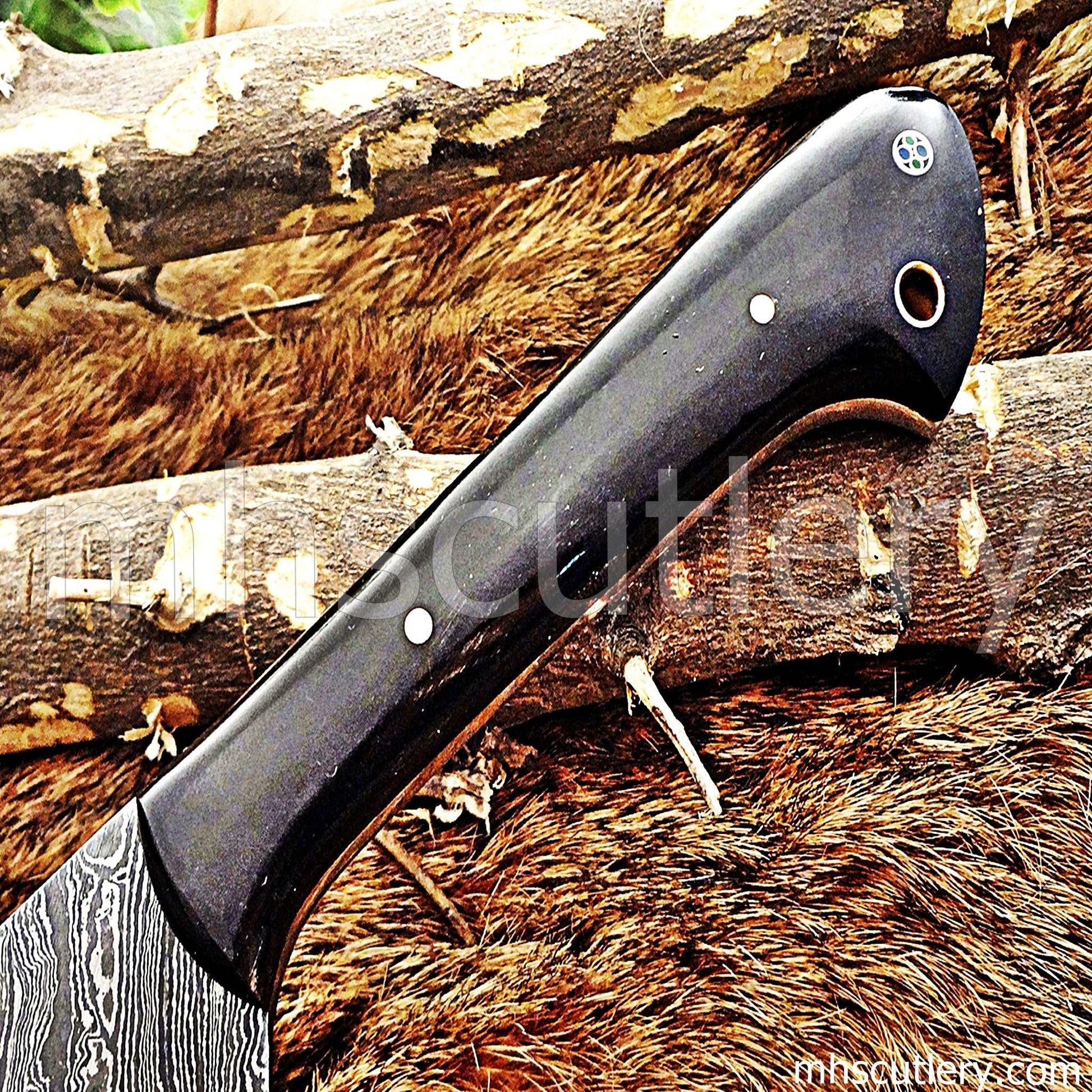 Custom Hand Forged Damascus Steel Meat Cleaver | mhscutlery