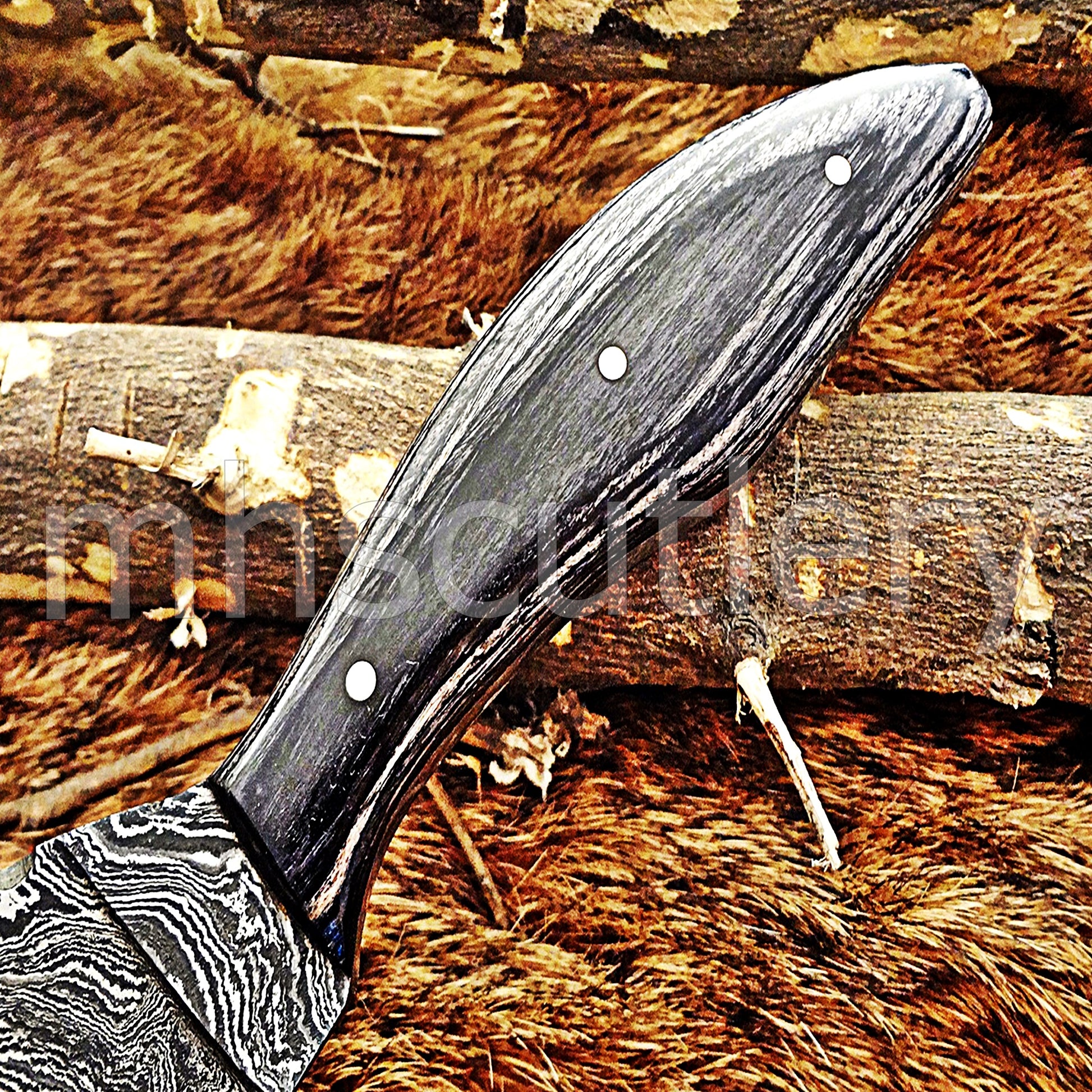 Damascus Steel Hunter Skinner Knife / Pakka Wood | mhscutlery