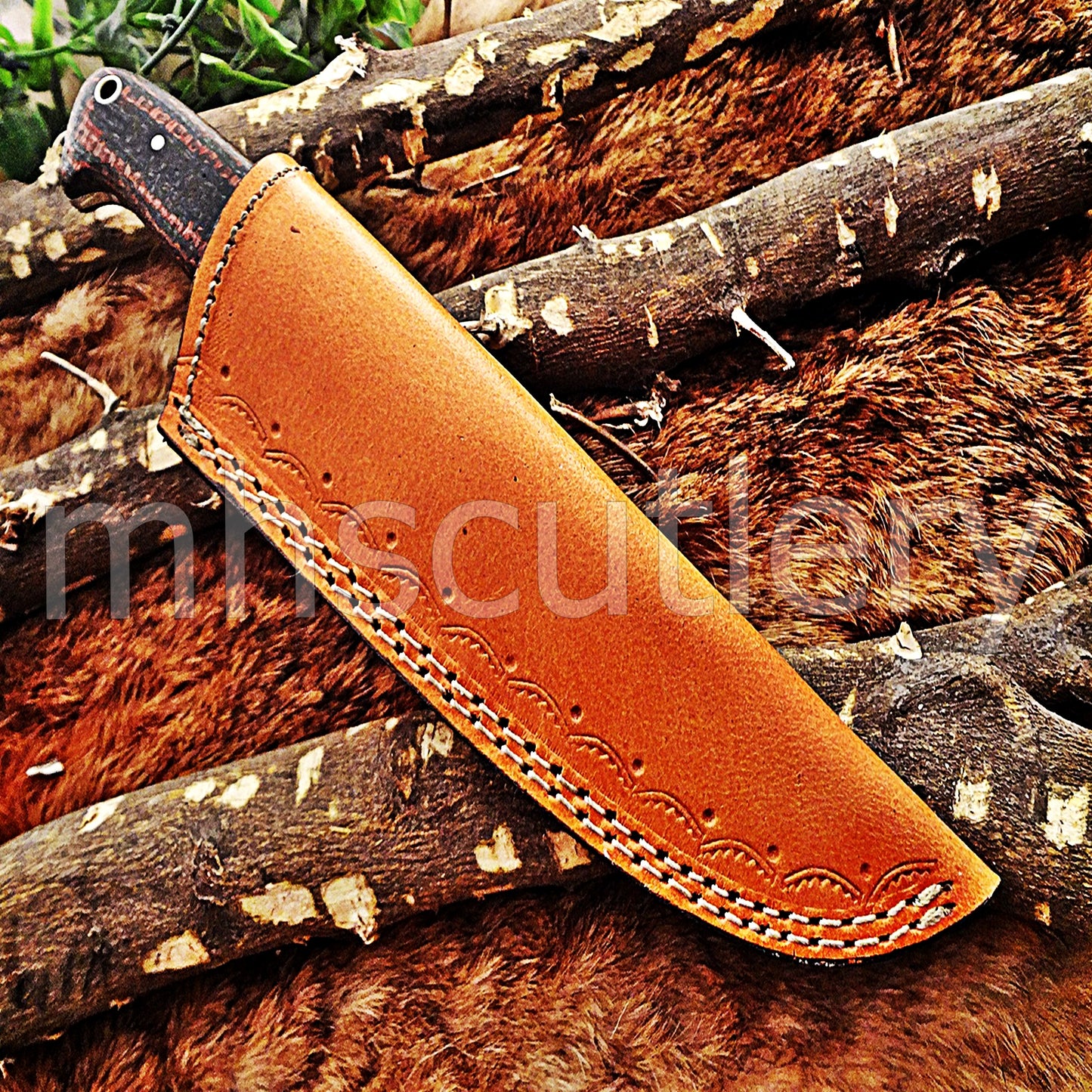 Custom Made Damascus Steel Slim Hunter Skinning Knife / Micarta Handle | mhscutlery