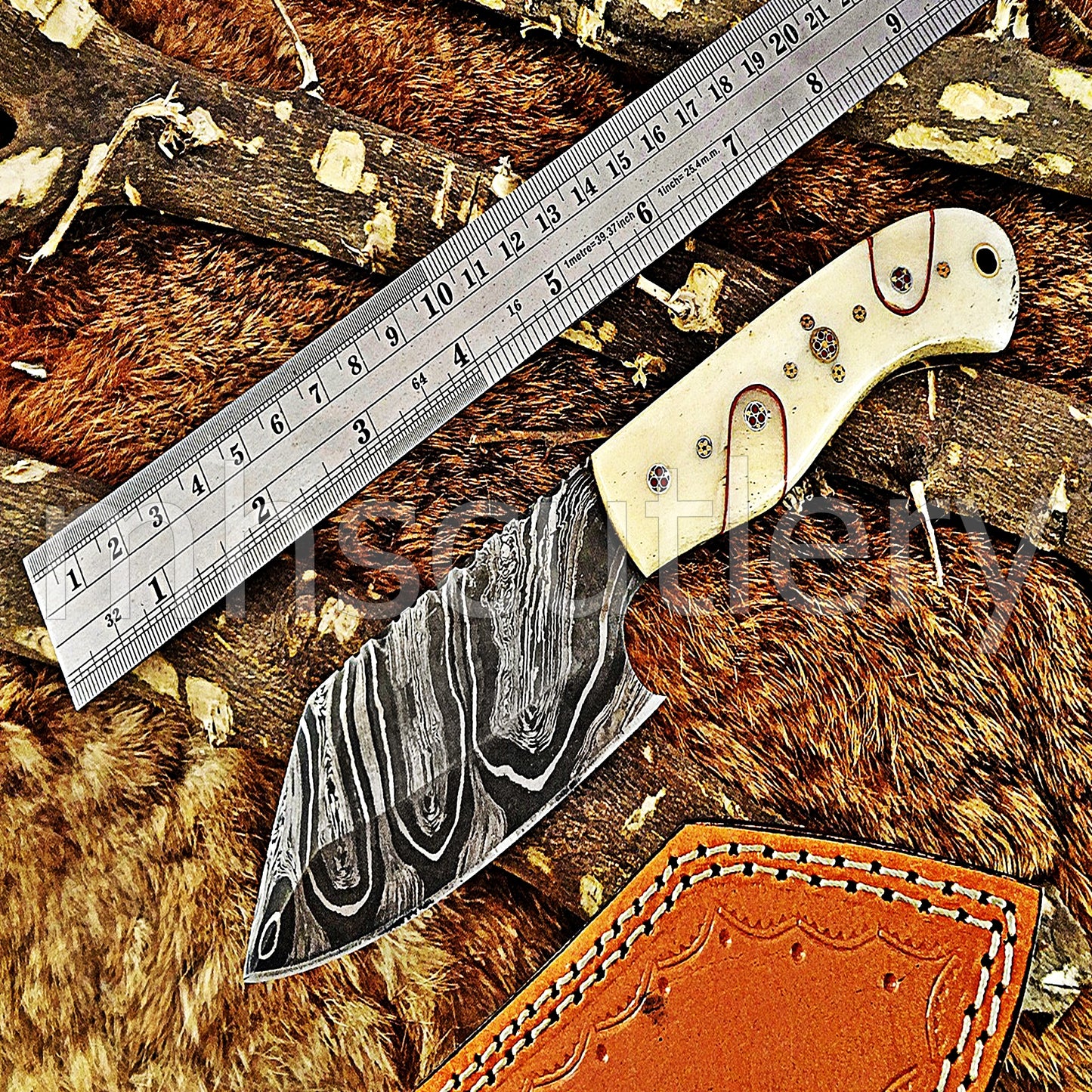 Hand Forged Damascus Steel Mini EDC Cleaver | mhscutlery