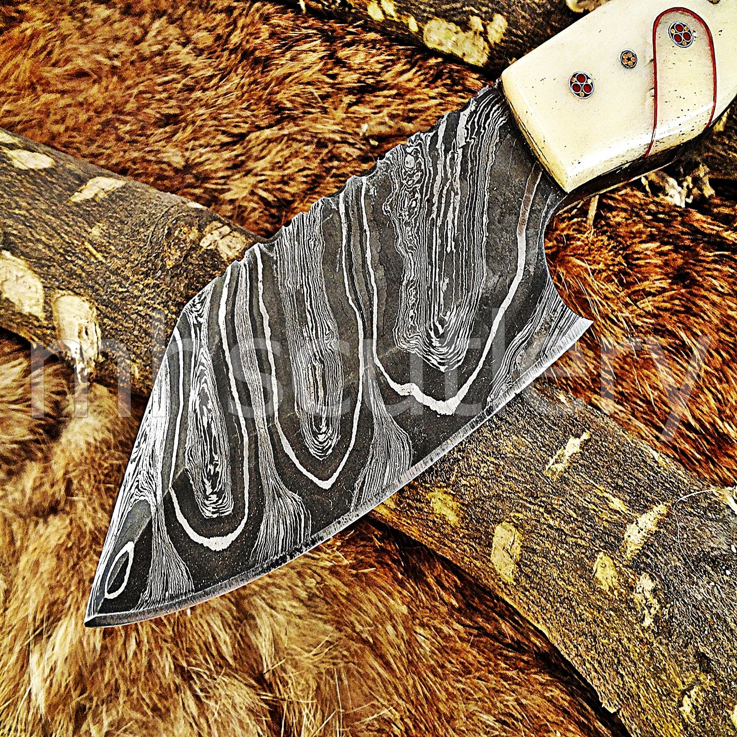 Hand Forged Damascus Steel Mini EDC Cleaver | mhscutlery