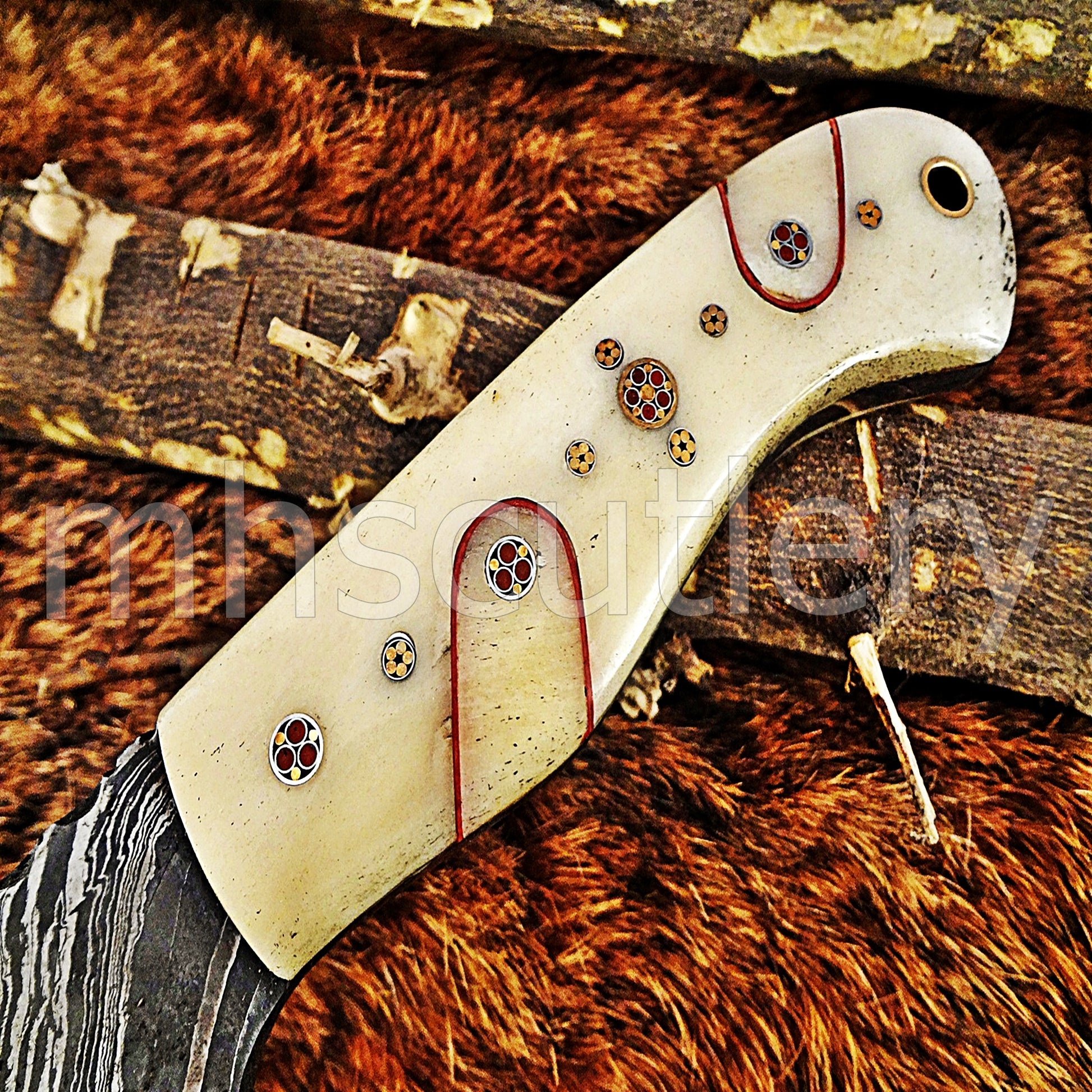 Hand Forged Damascus Steel Mini EDC Cleaver | mhscutlery