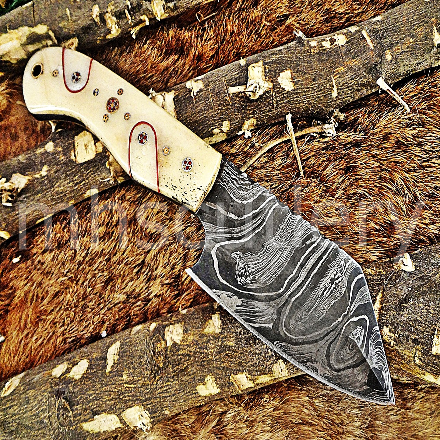 Hand Forged Damascus Steel Mini EDC Cleaver | mhscutlery