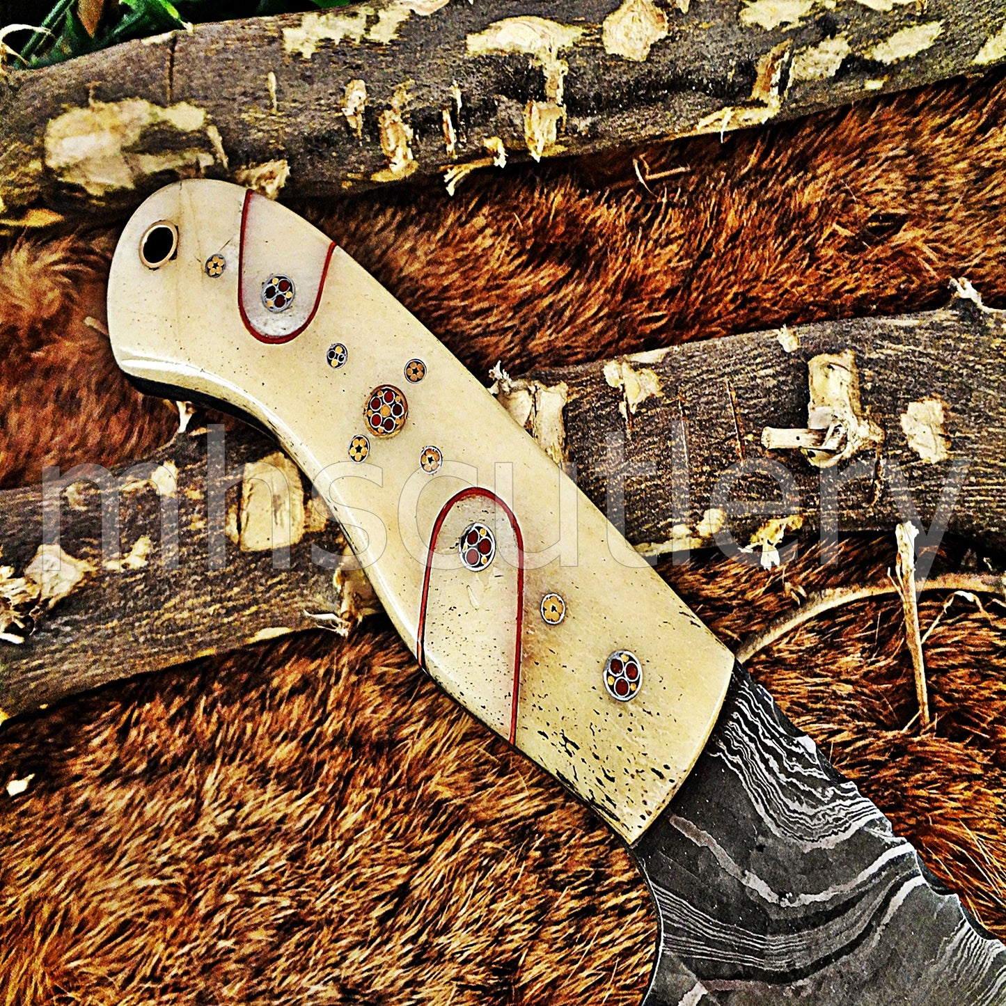 Hand Forged Damascus Steel Mini EDC Cleaver | mhscutlery