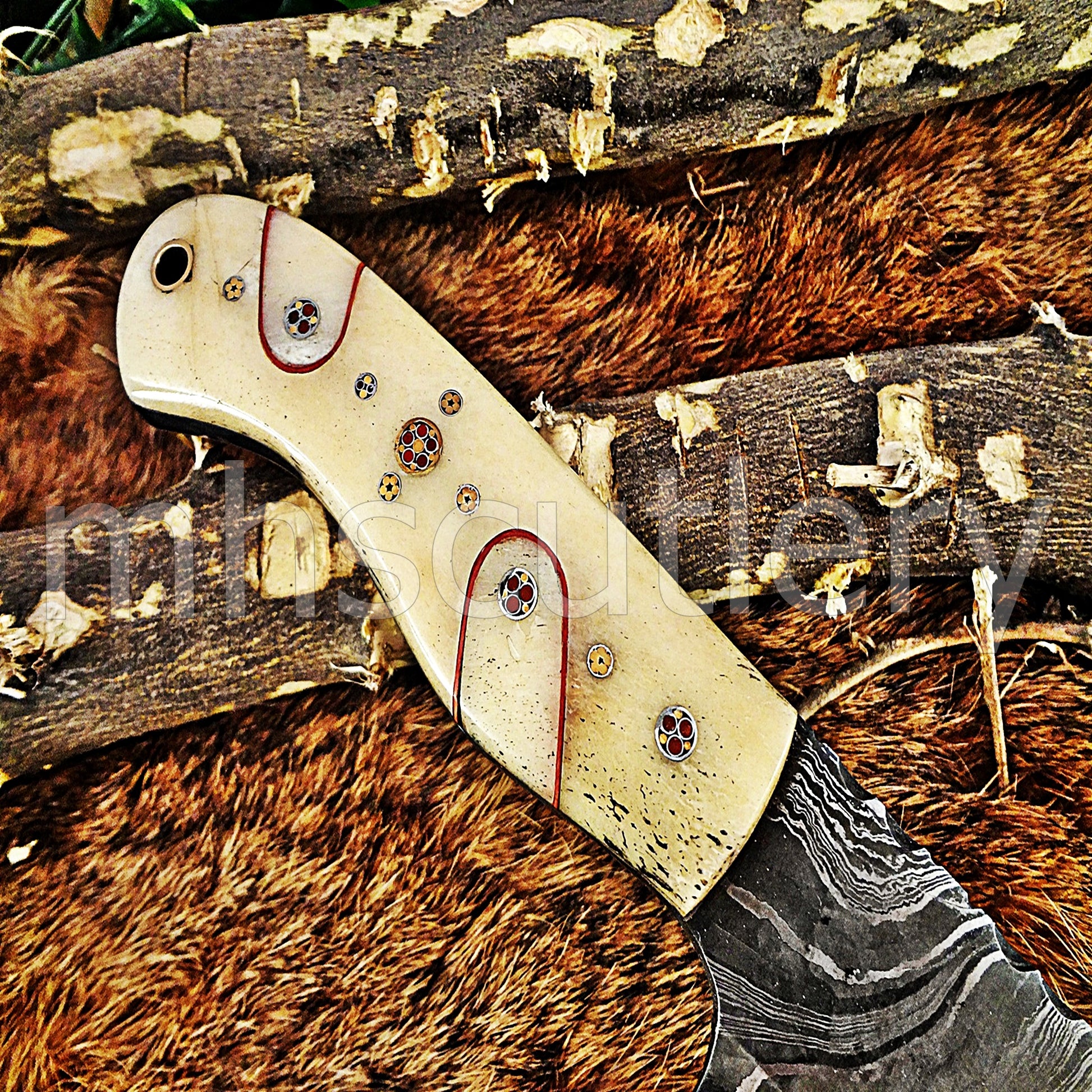 Hand Forged Damascus Steel Mini EDC Cleaver | mhscutlery