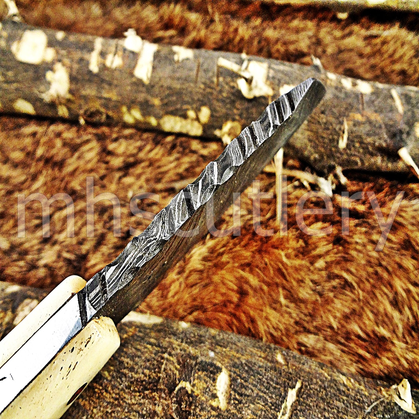 Hand Forged Damascus Steel Mini EDC Cleaver | mhscutlery