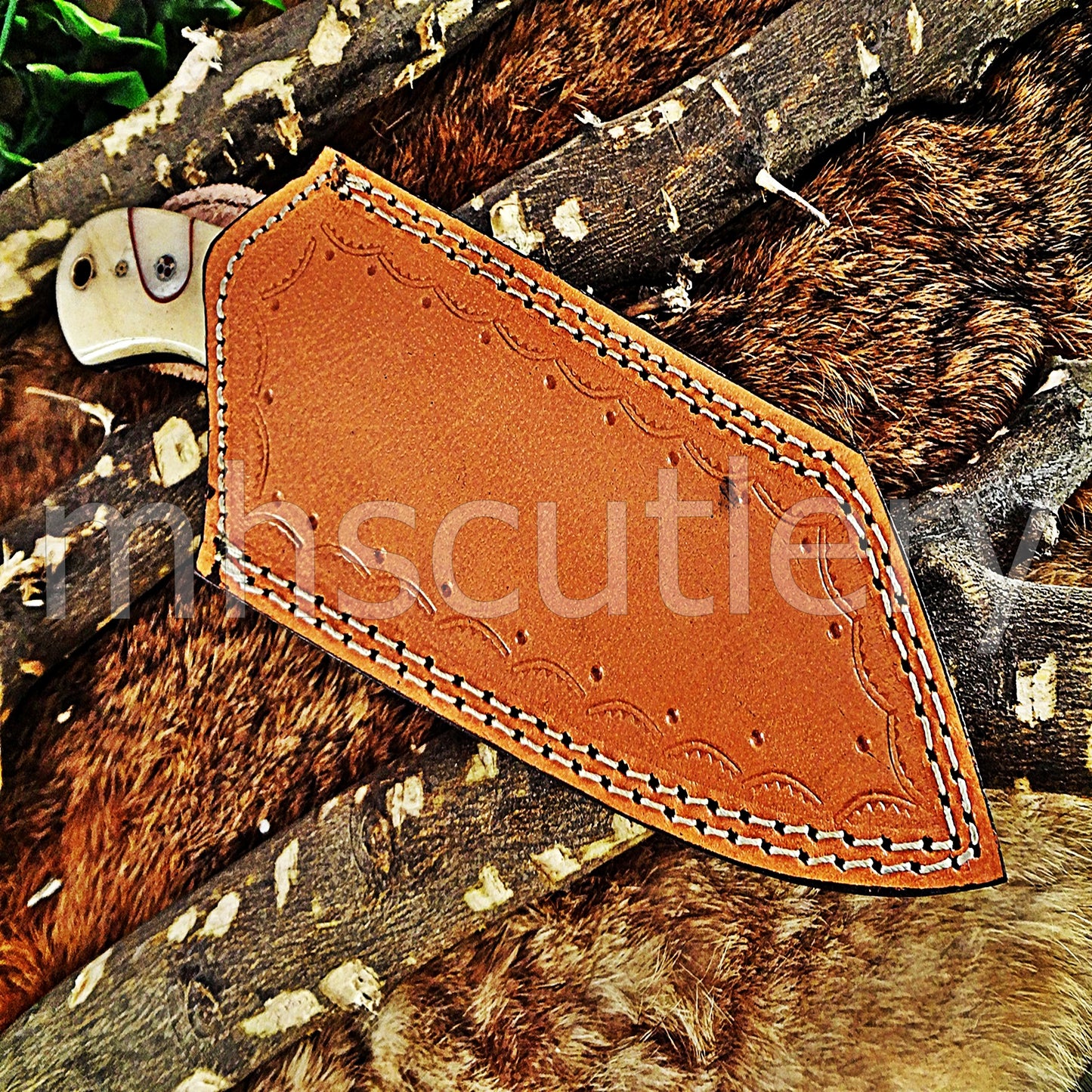 Hand Forged Damascus Steel Mini EDC Cleaver | mhscutlery