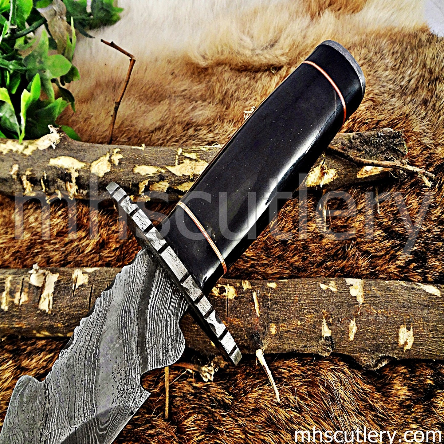 Custom Handmade Damascus Steel Fancy Hunter Bowie | mhscutlery