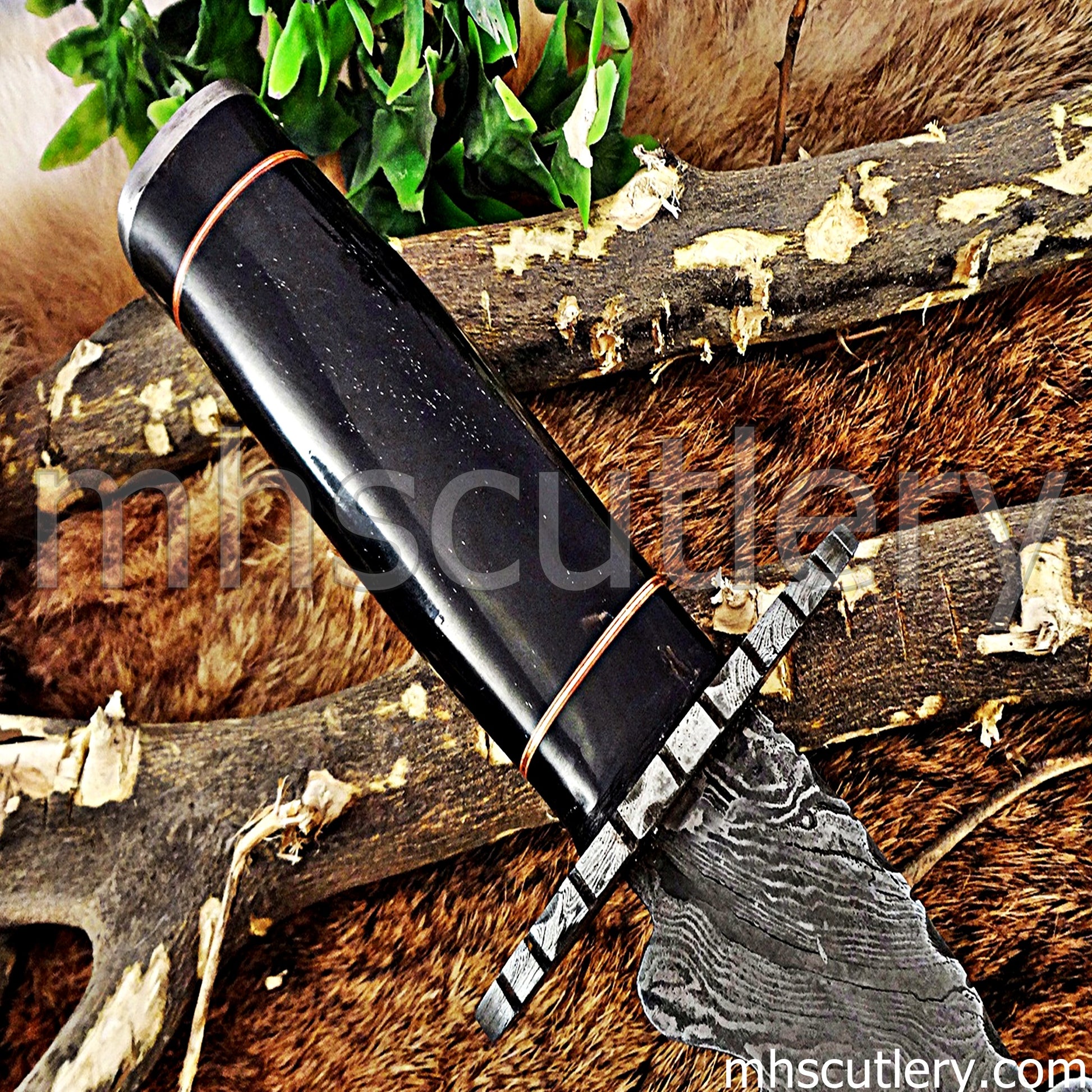 Custom Handmade Damascus Steel Fancy Hunter Bowie | mhscutlery
