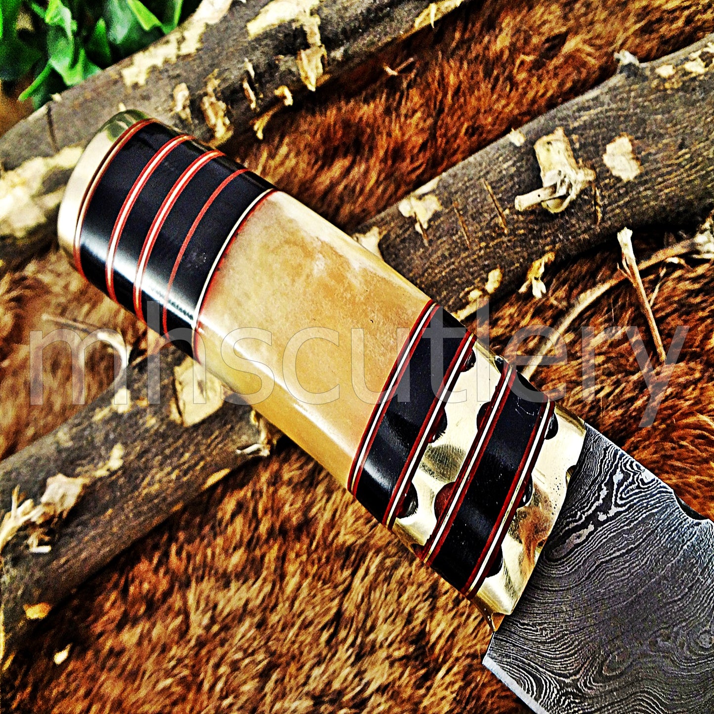 Handmade Damascus Steel Hunting Skinner Rat Tail Knife | mhscutlery