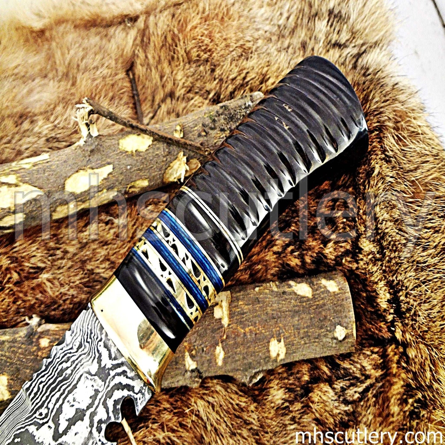 Custom Hand Forged Damascus Steel Hunter Kukri | mhscutlery