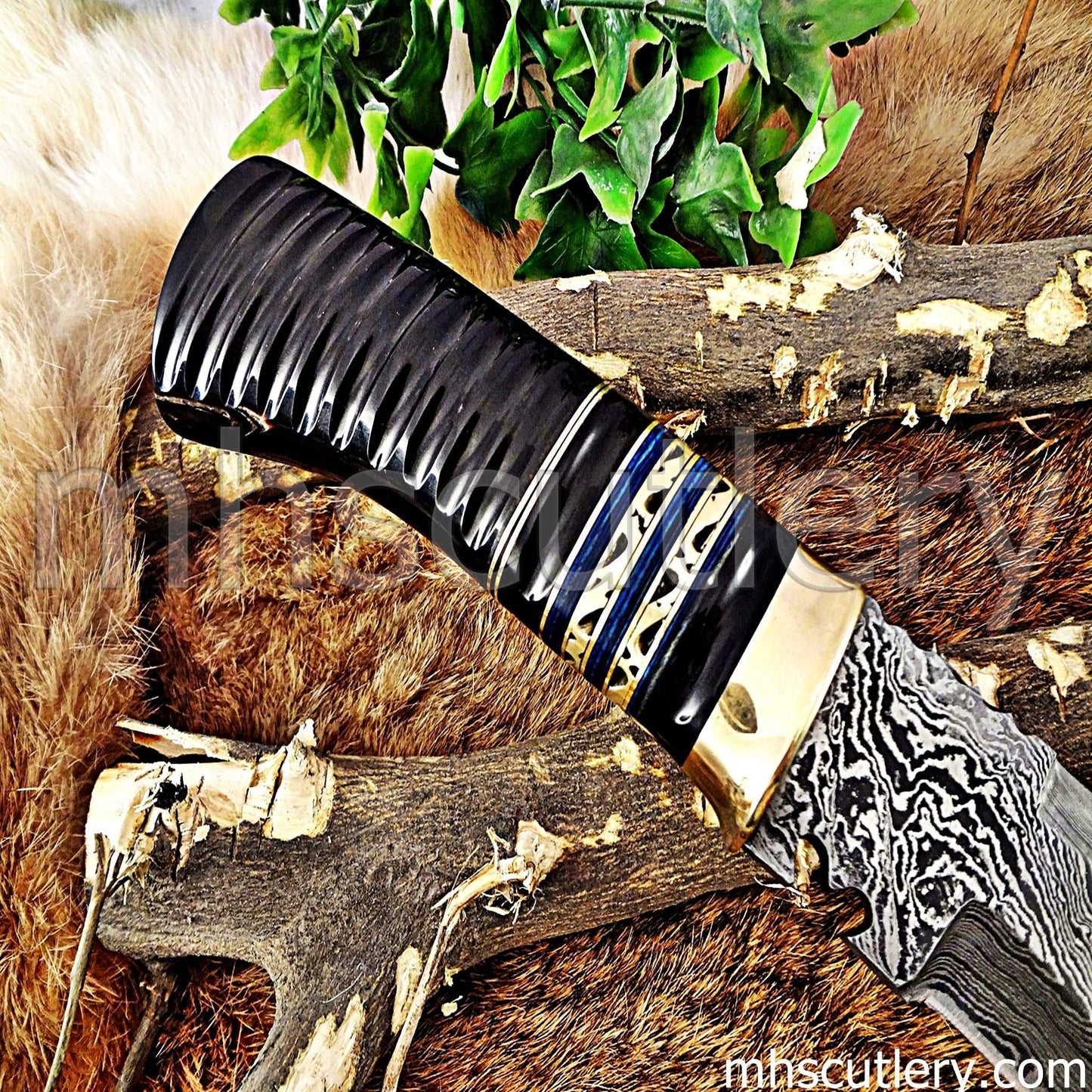 Custom Hand Forged Damascus Steel Hunter Kukri | mhscutlery