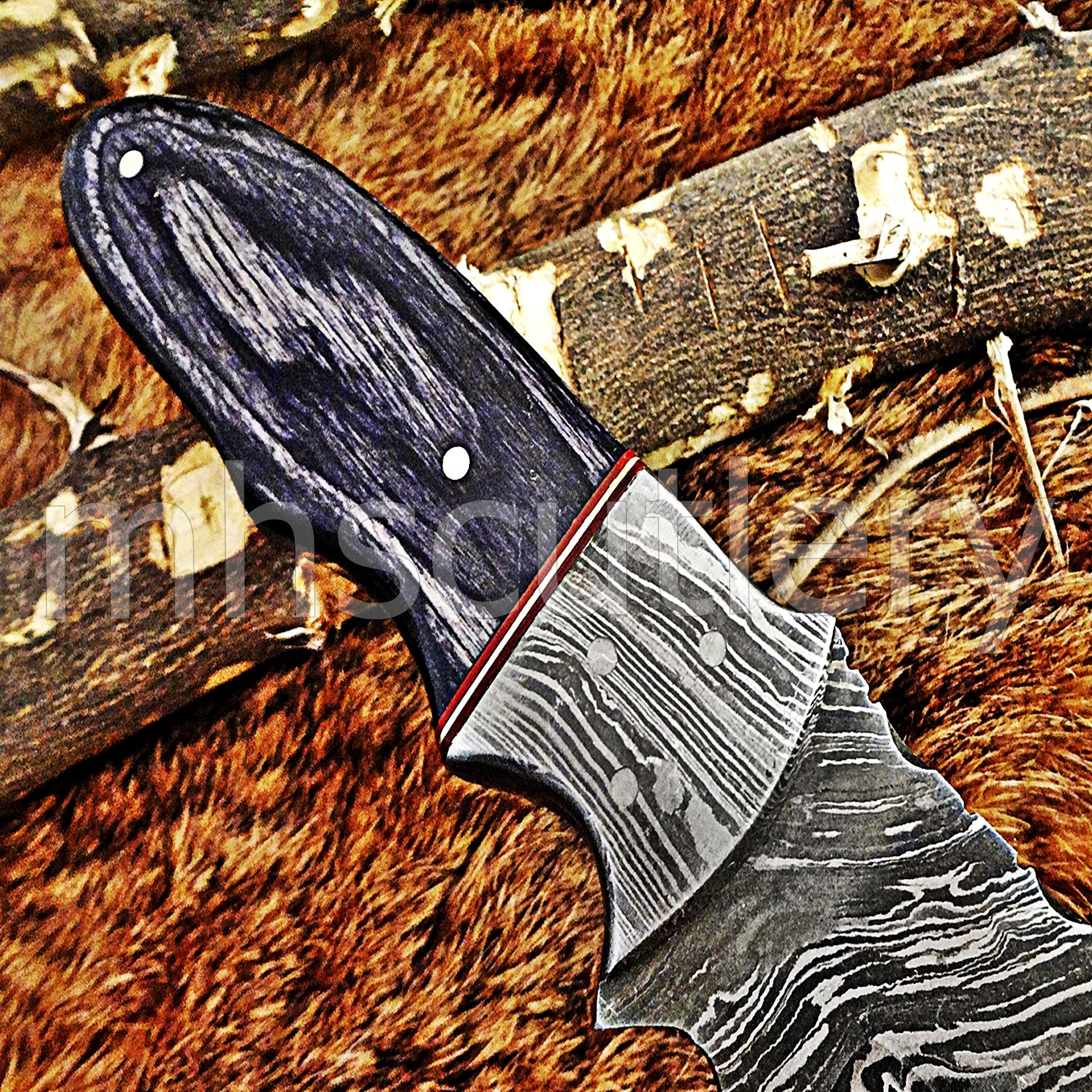 Custom Made Damascus Steel Hunter Skinning Knife | mhscutlery