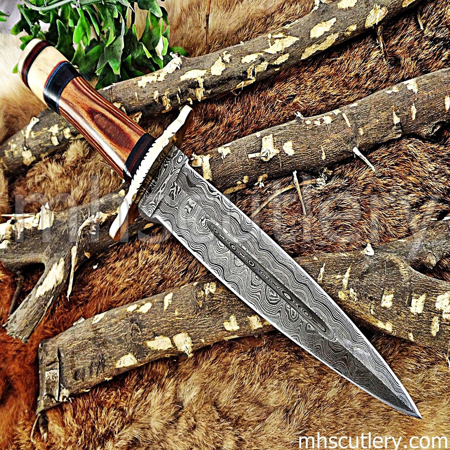 Custom Hand Forged Damascus Steel Hunter Dagger Knife | mhscutlery