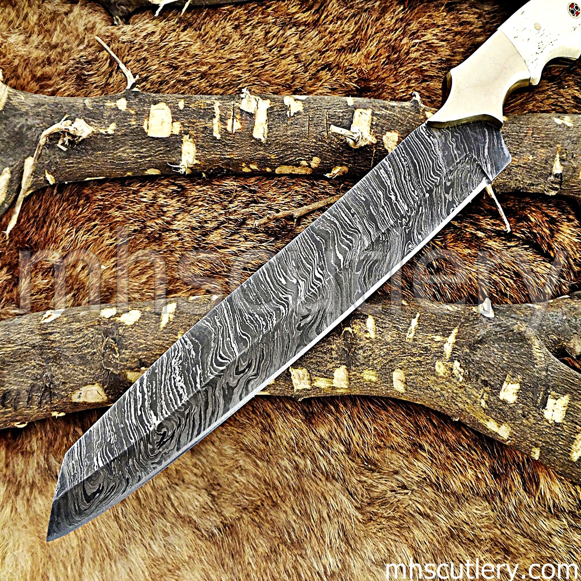Damascus Steel Chef's Kitchen Knife / Bone Handle | mhscutlery