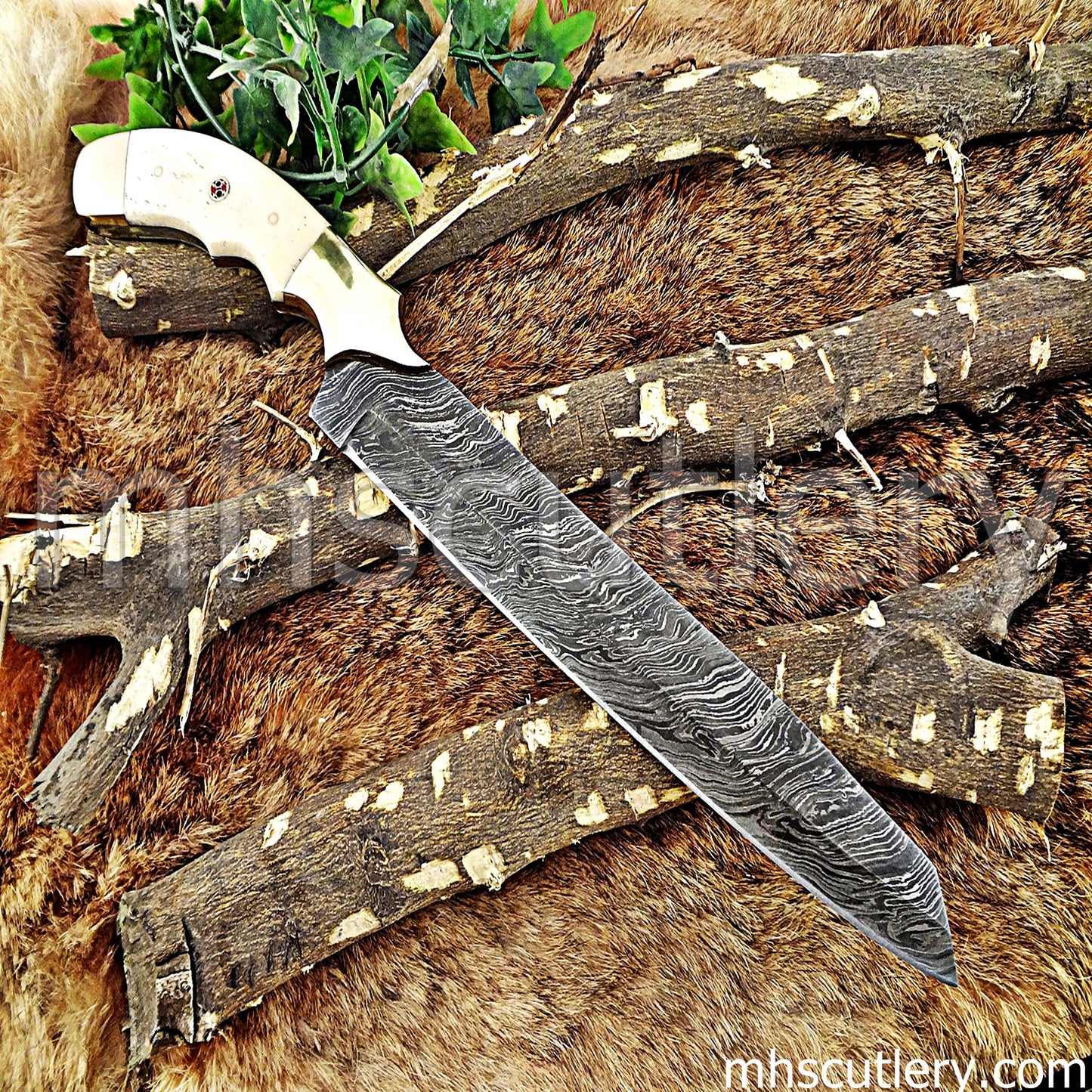 Damascus Steel Chef's Kitchen Knife / Bone Handle | mhscutlery