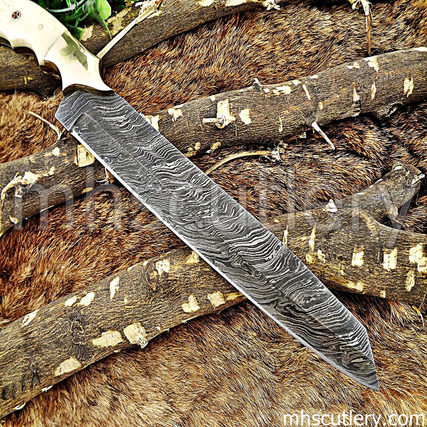 Damascus Steel Chef's Kitchen Knife / Bone Handle | mhscutlery