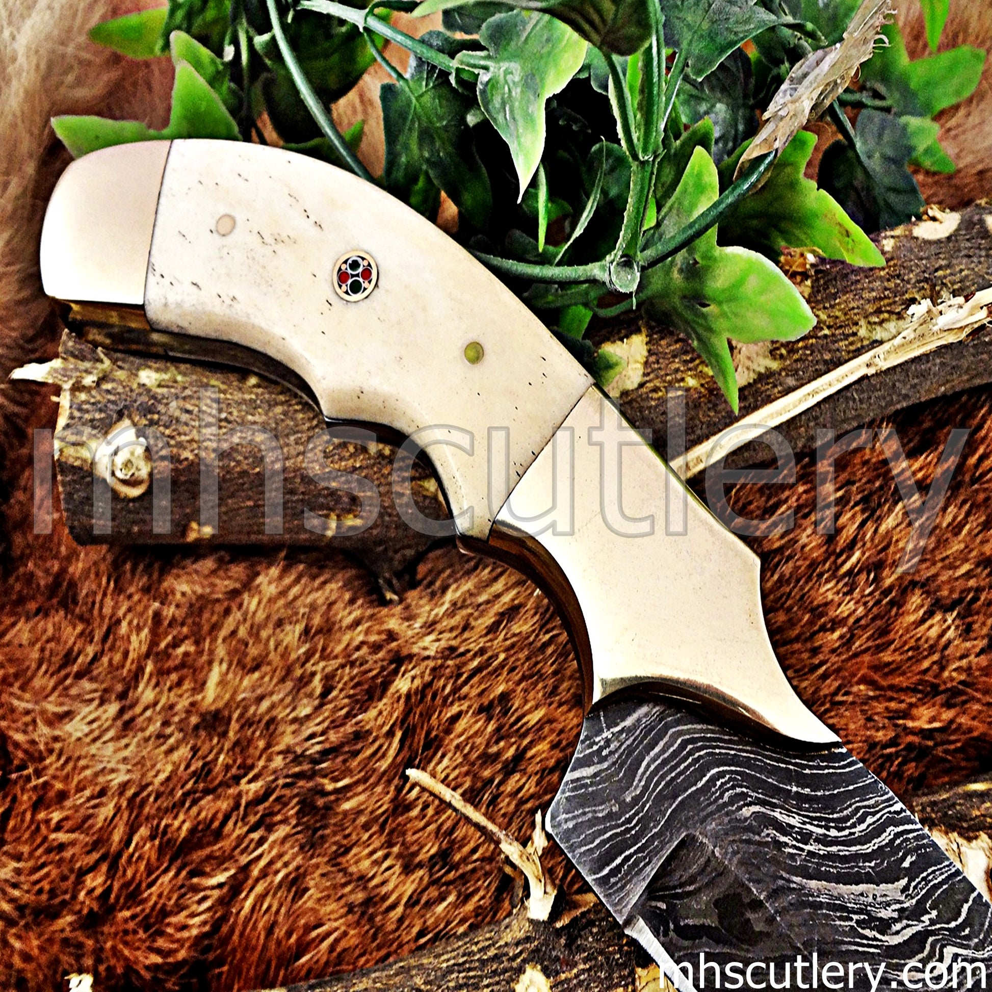 Damascus Steel Chef's Kitchen Knife / Bone Handle | mhscutlery