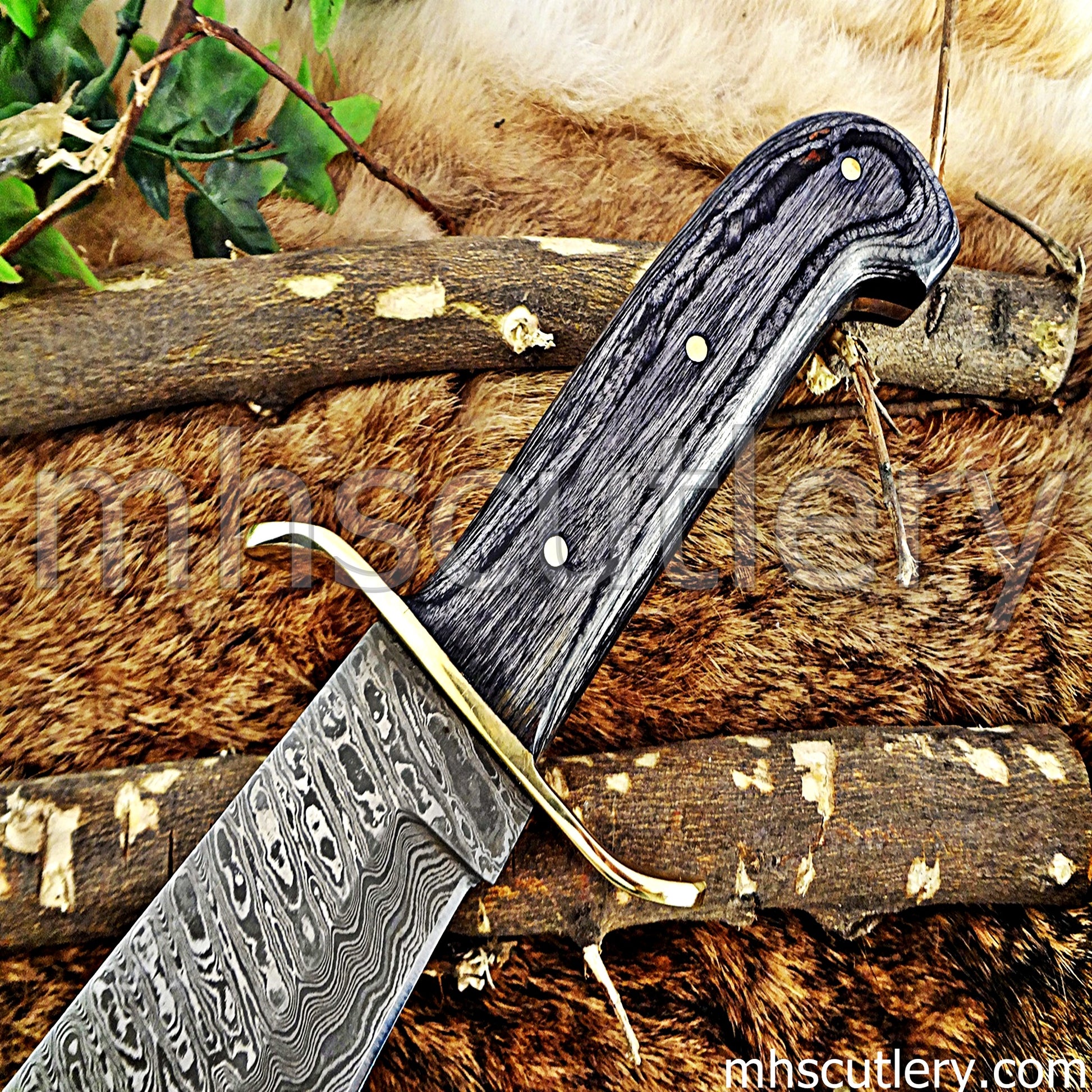 Damascus Steel Classic Hunters Bowie Knife | mhscutlery