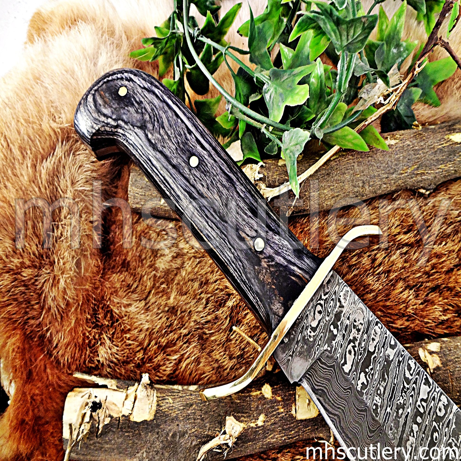 Damascus Steel Classic Hunters Bowie Knife | mhscutlery
