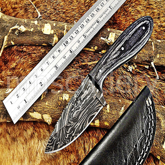 Custom Hand Forged Damascus Steel Mini Hunter | mhscutlery