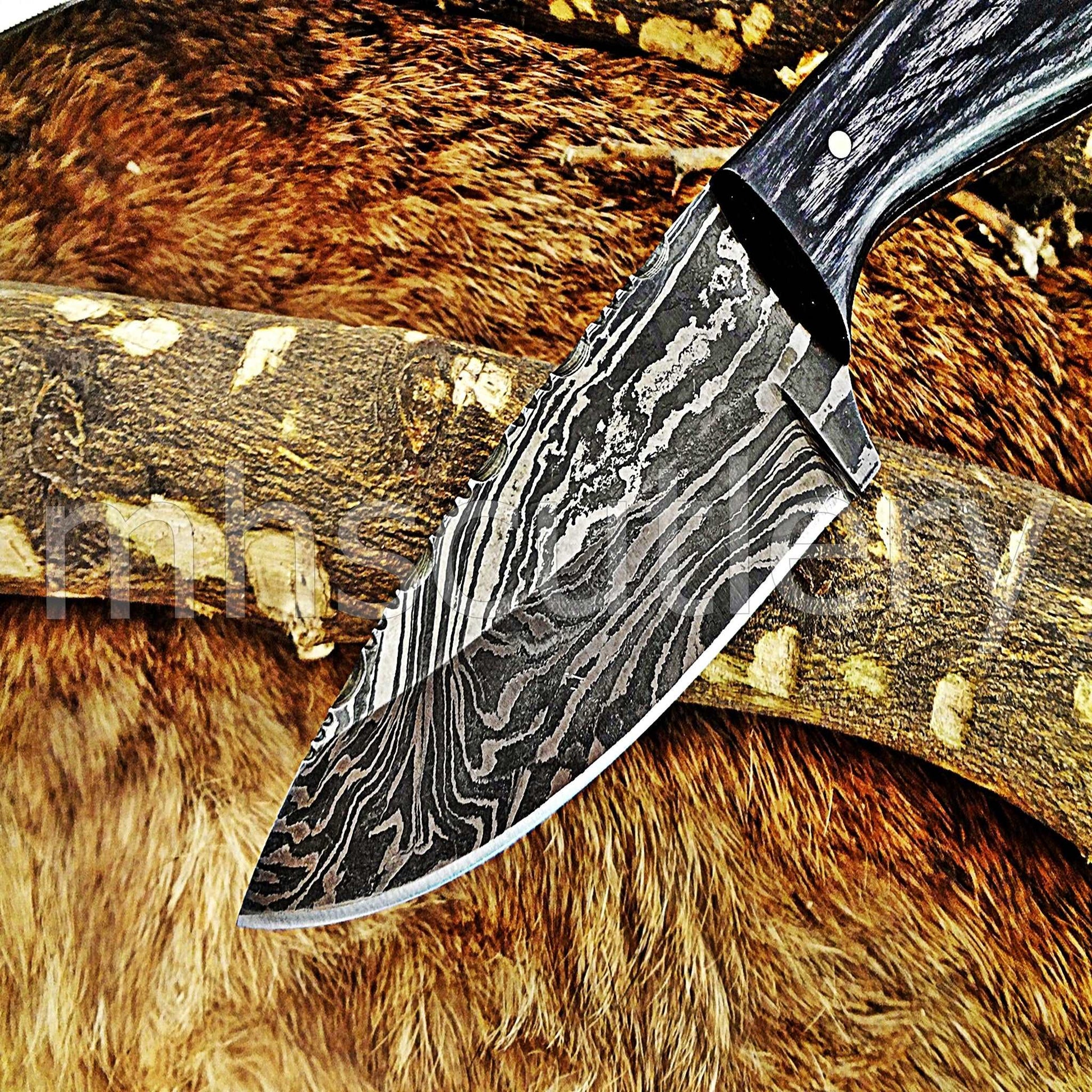 Custom Hand Forged Damascus Steel Mini Hunter | mhscutlery