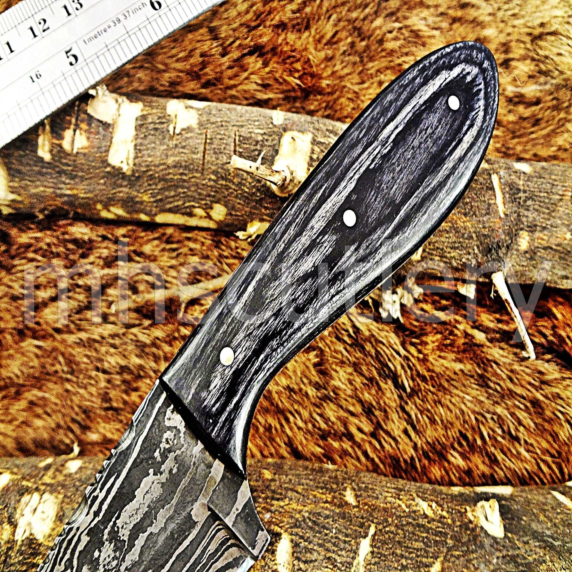 Custom Hand Forged Damascus Steel Mini Hunter | mhscutlery