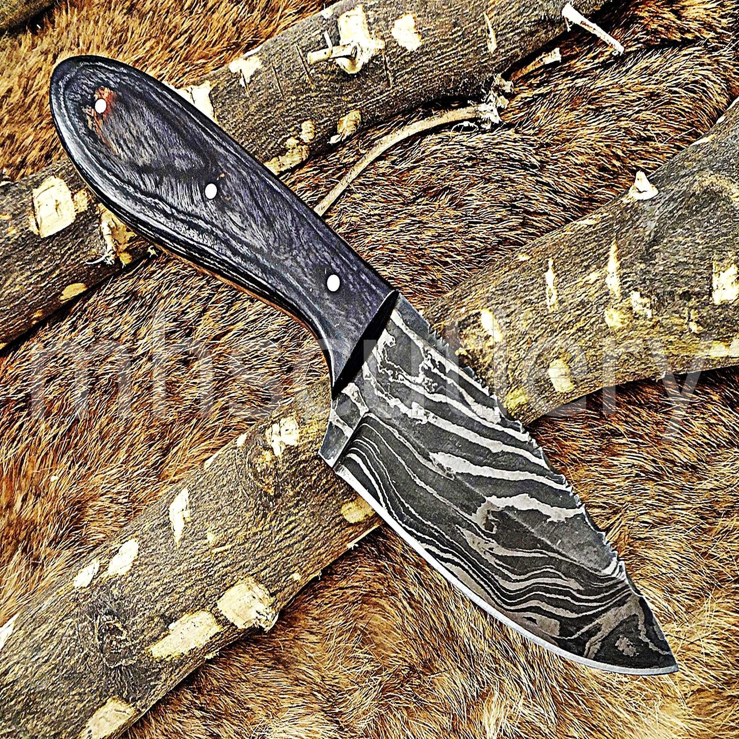 Custom Hand Forged Damascus Steel Mini Hunter | mhscutlery