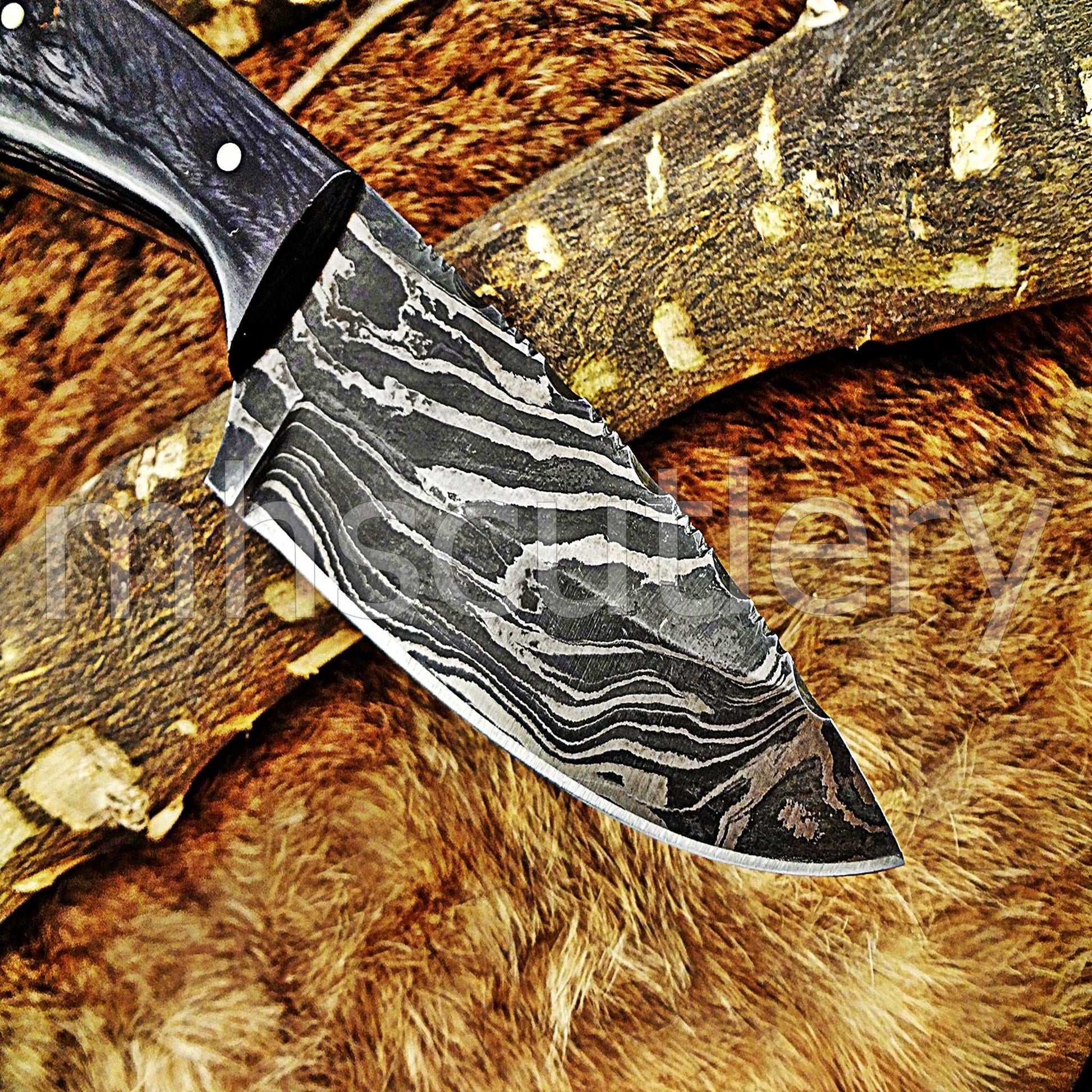 Custom Hand Forged Damascus Steel Mini Hunter | mhscutlery